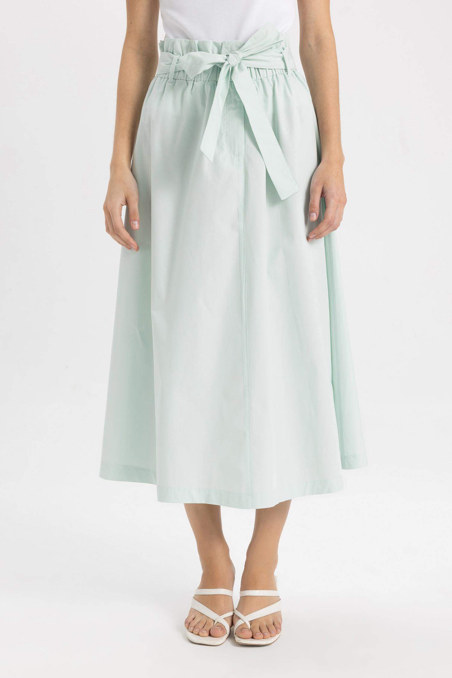 A Cut Poplin Normal Waist Midi Skirt