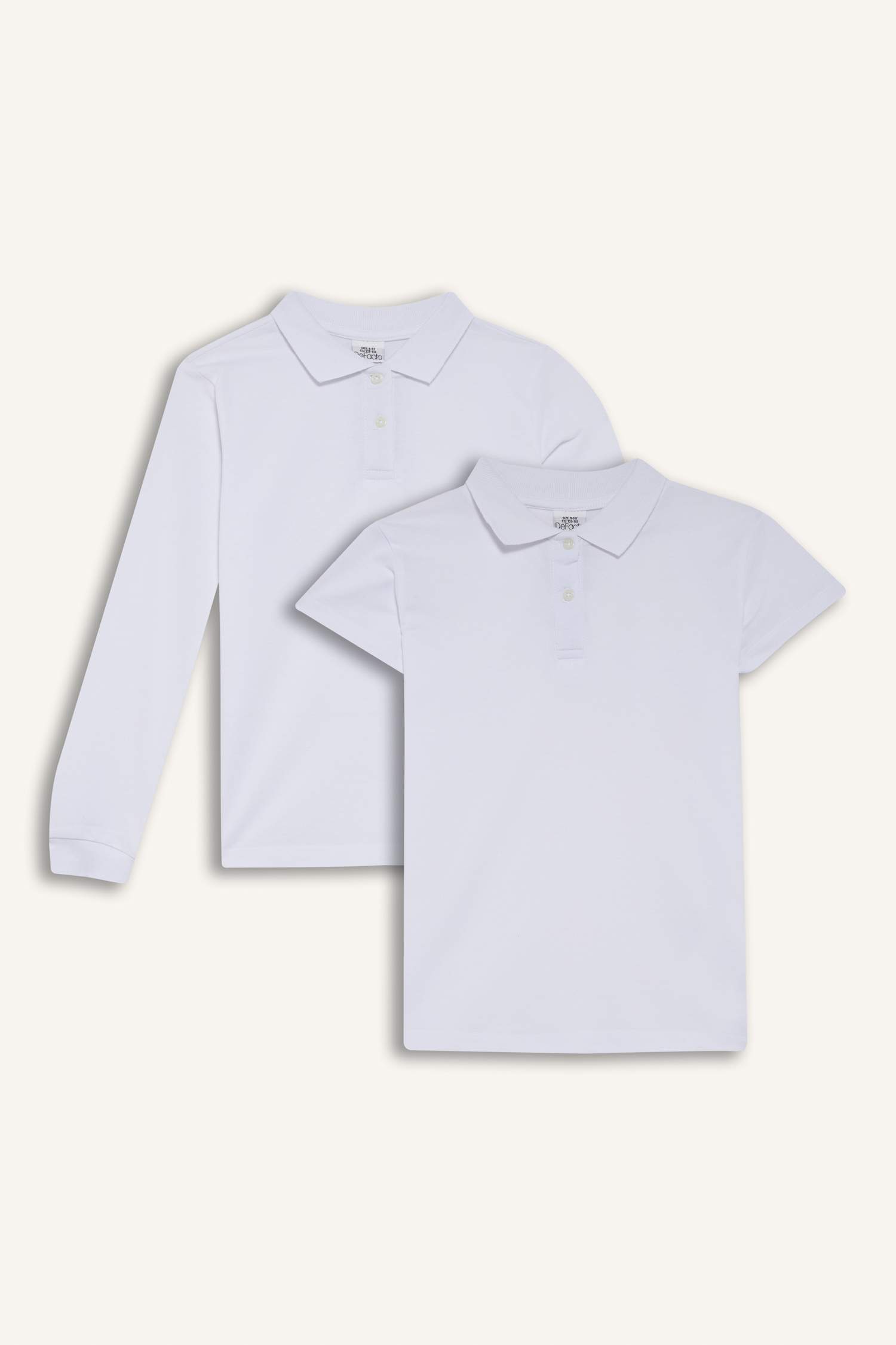 Kız Çocuk Okul Polo Yaka Basic Düz Pike 2'li Tişört