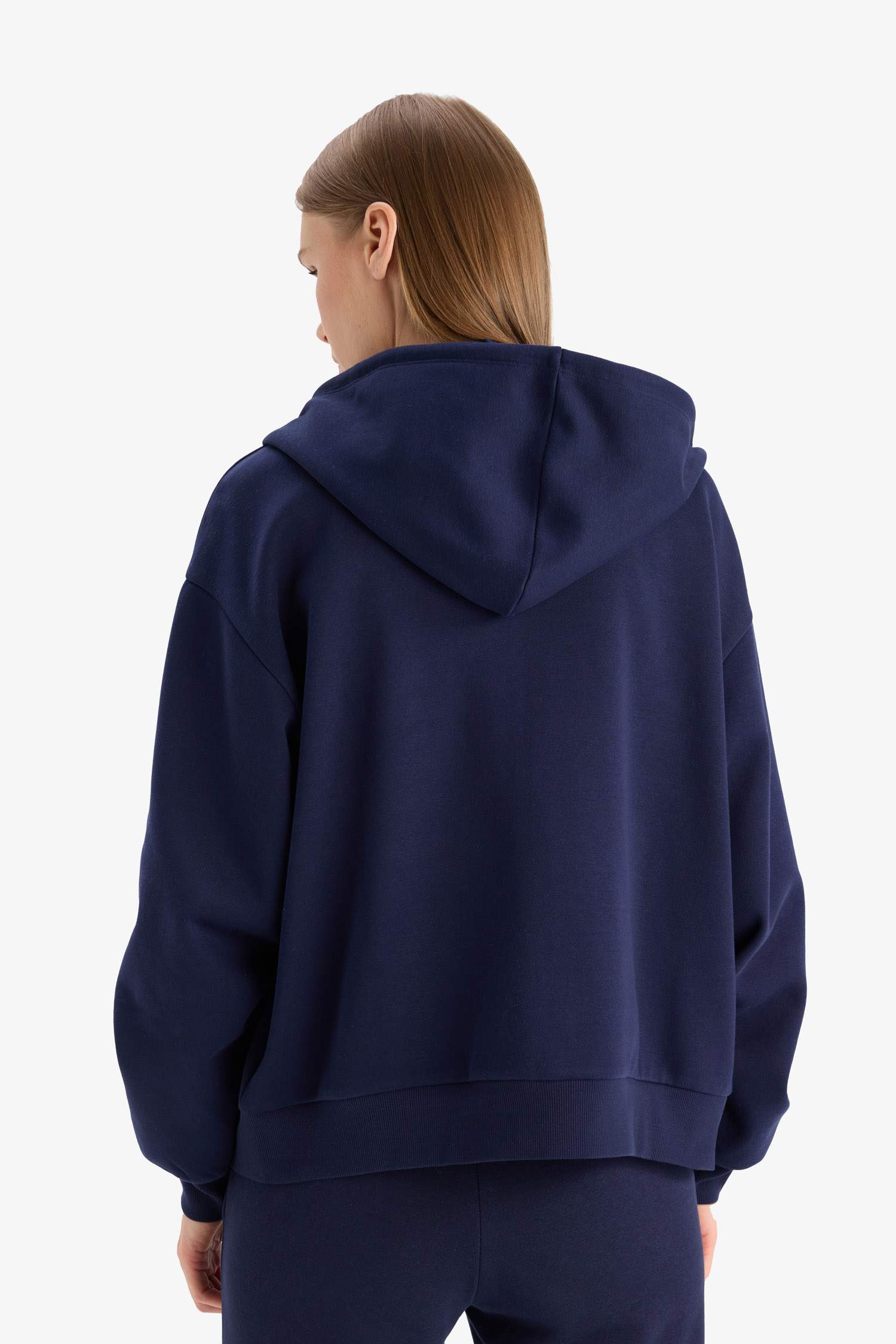 Relax Fit Hooded Basic Thick Fabric Cardigan