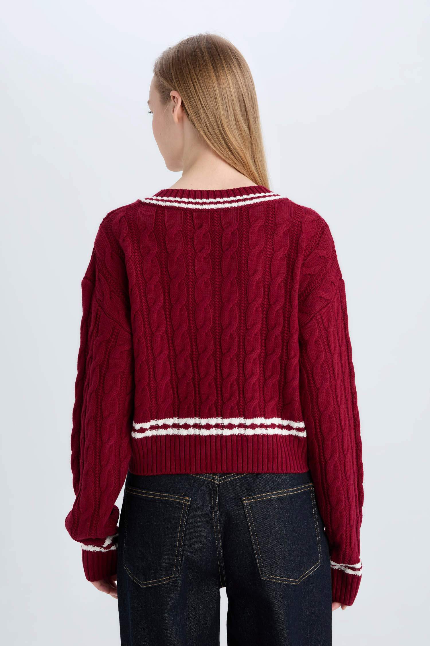 Coool қалыпты пішім v жаға трикотаж Пулловер