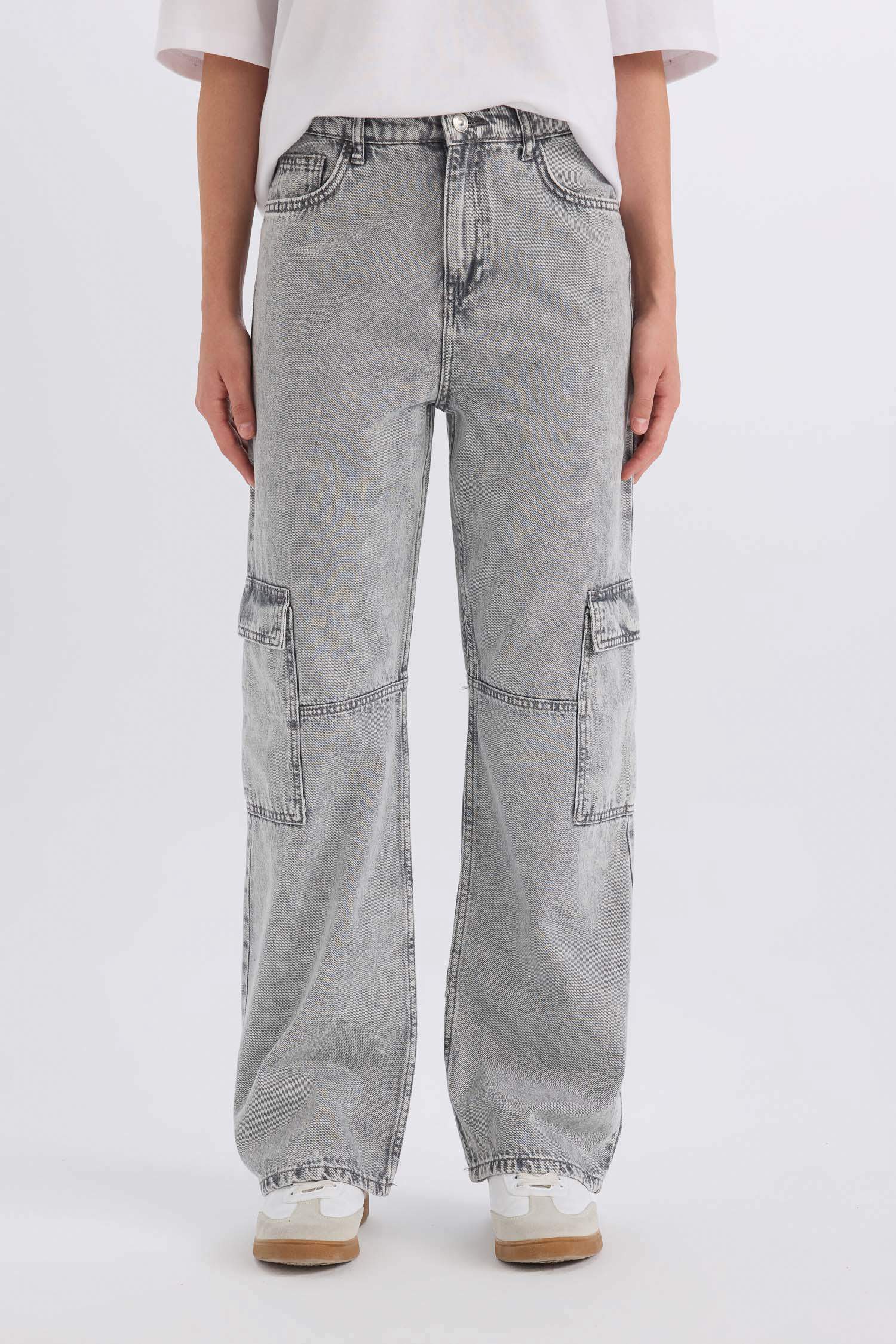 90's Wide Leg High Waist Straight Leg Washed Jeans