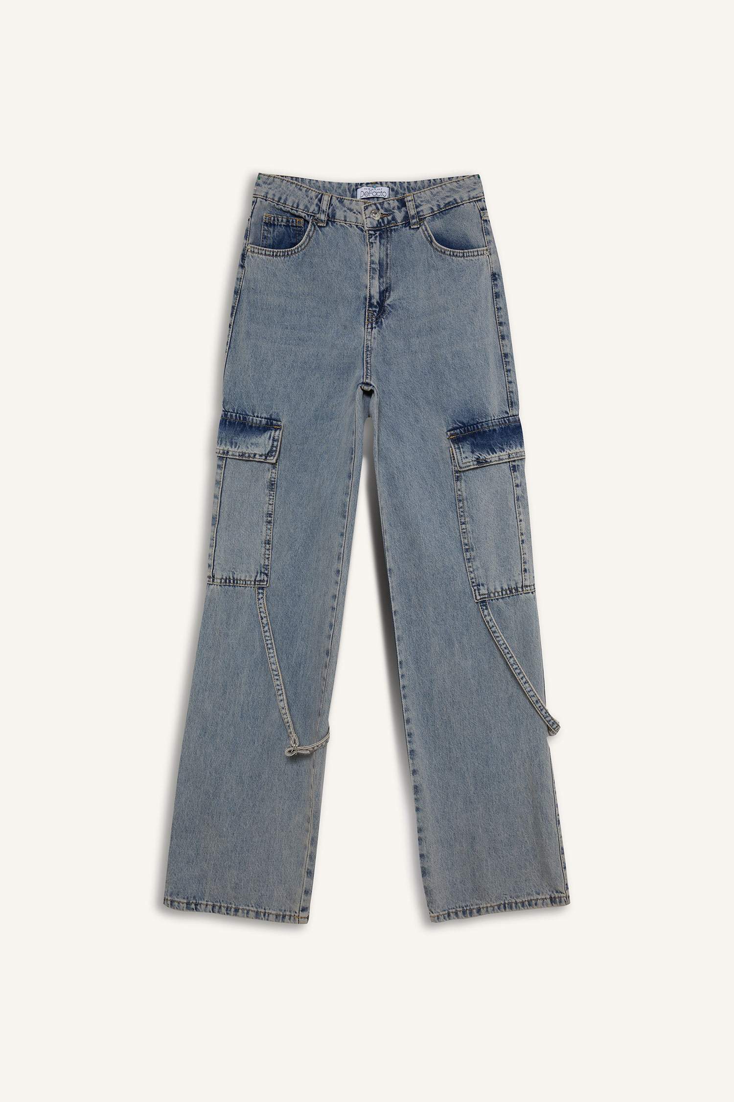 Wide Leg High Waist Long Cargo Jeans