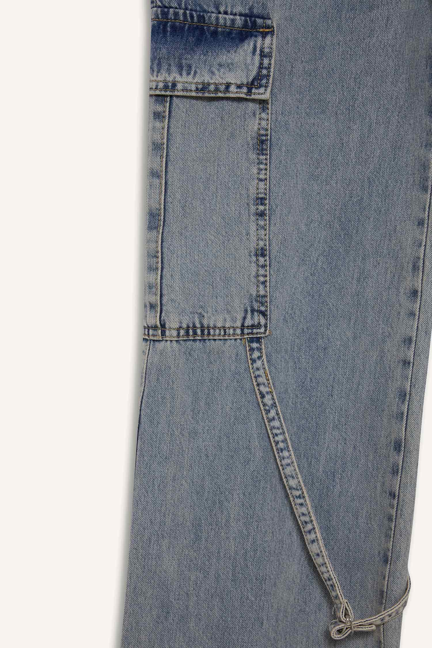 Wide Leg High Waist Long Cargo Jeans