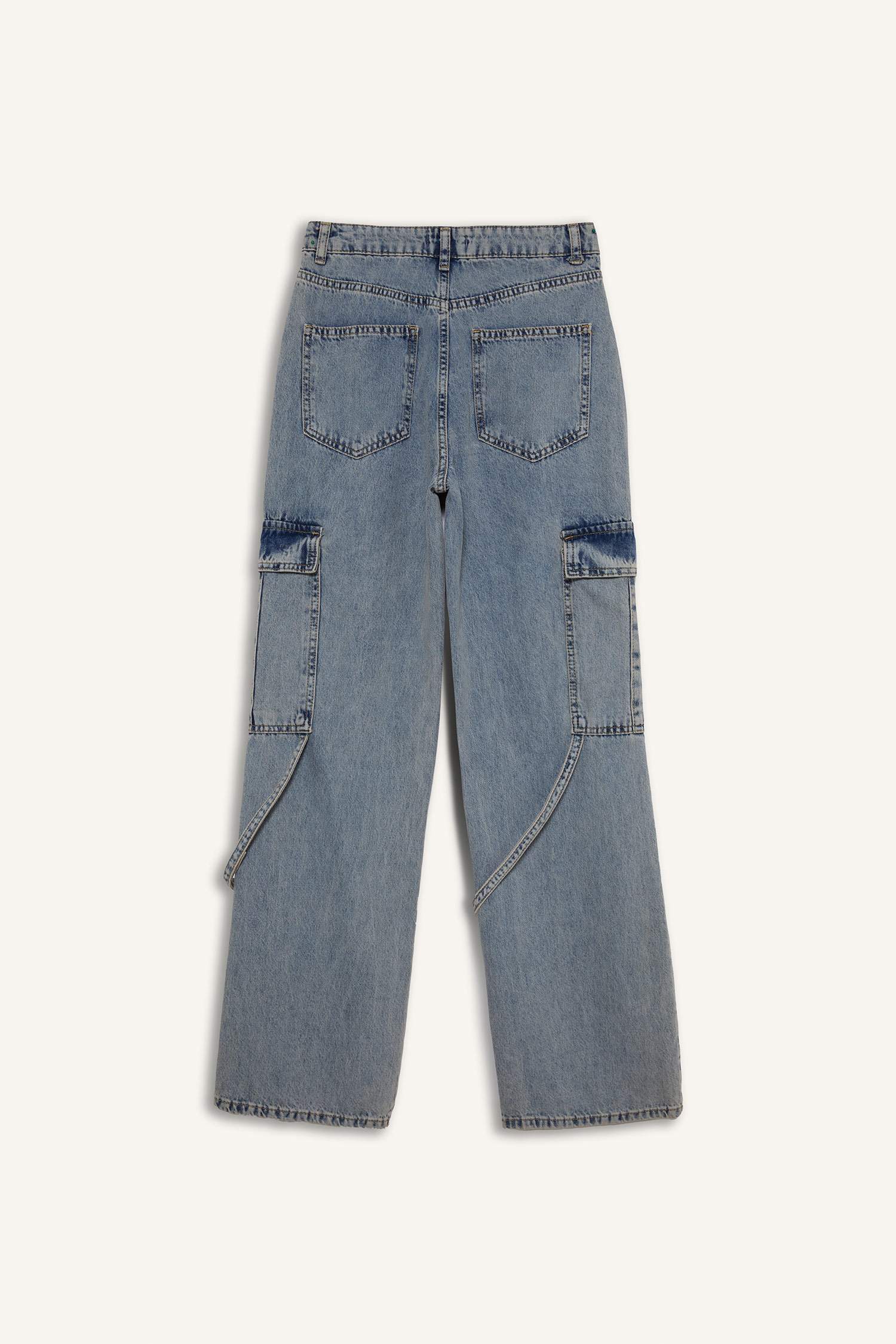 Wide Leg High Waist Long Cargo Jeans