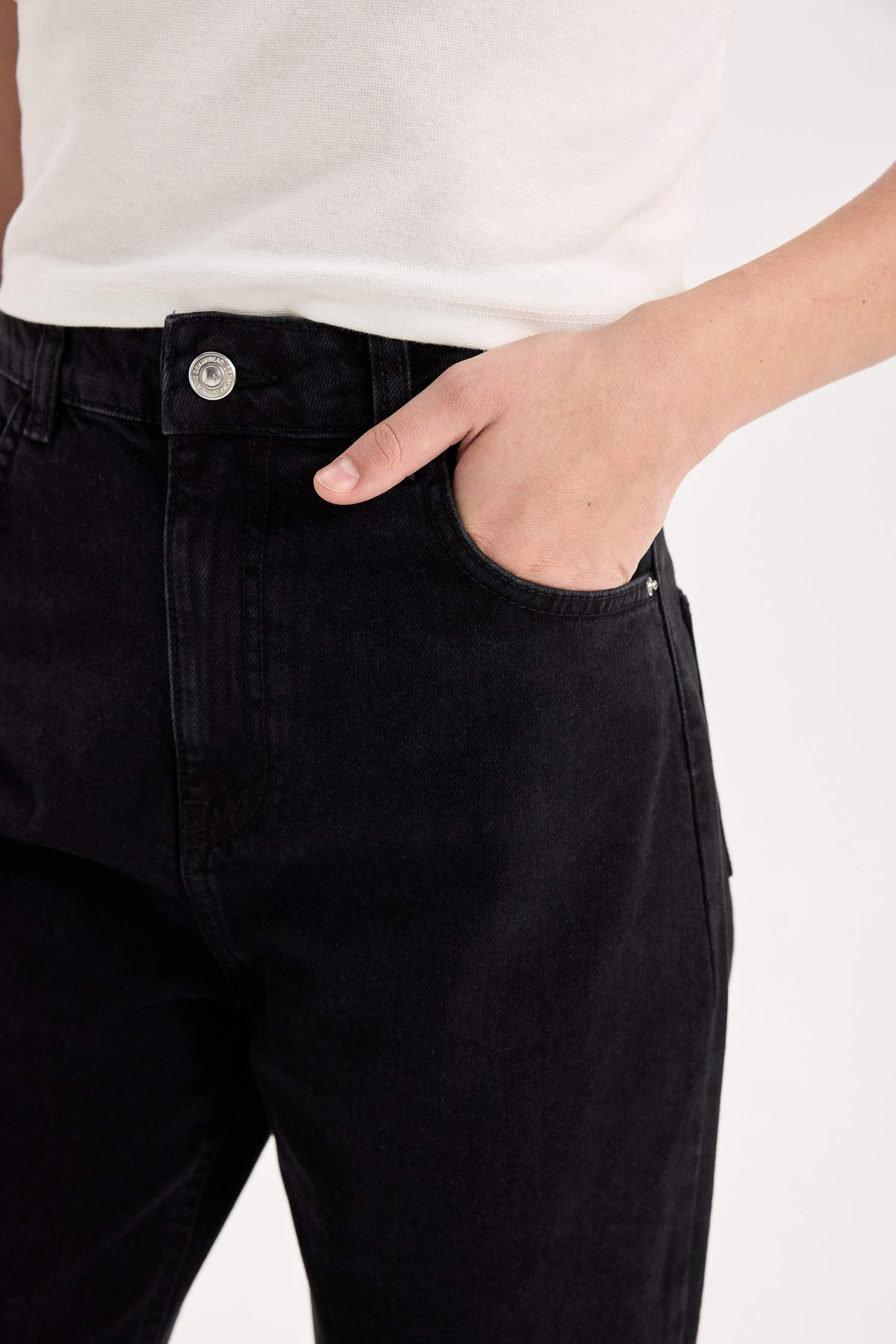 90's Wide Leg Yüksek Bel Standart Paça Uzun Jean Yıkamalı Pantolon