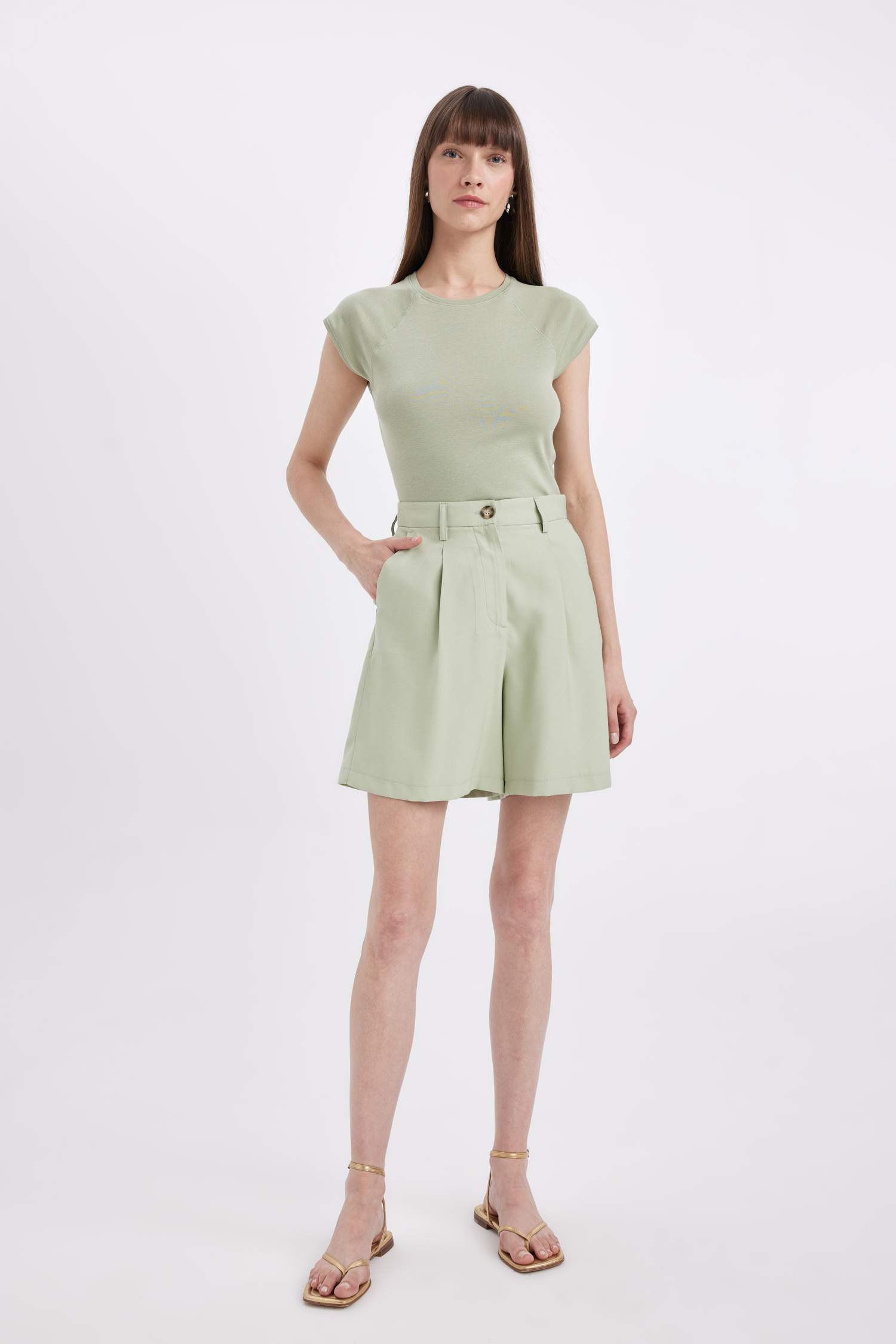 T-Shirt à Manches Courtes Coupe Slim Col Rond