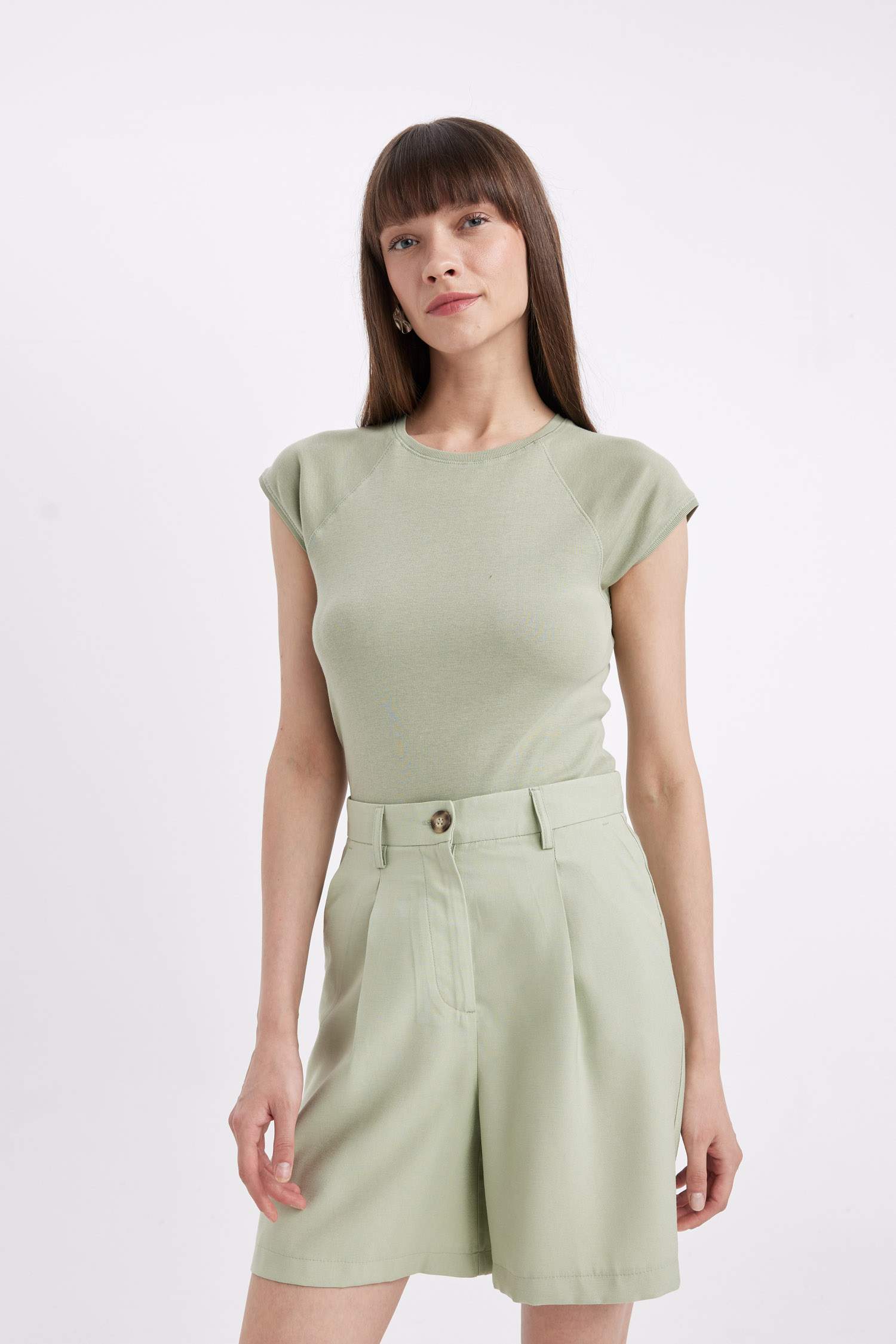 T-Shirt à Manches Courtes Coupe Slim Col Rond