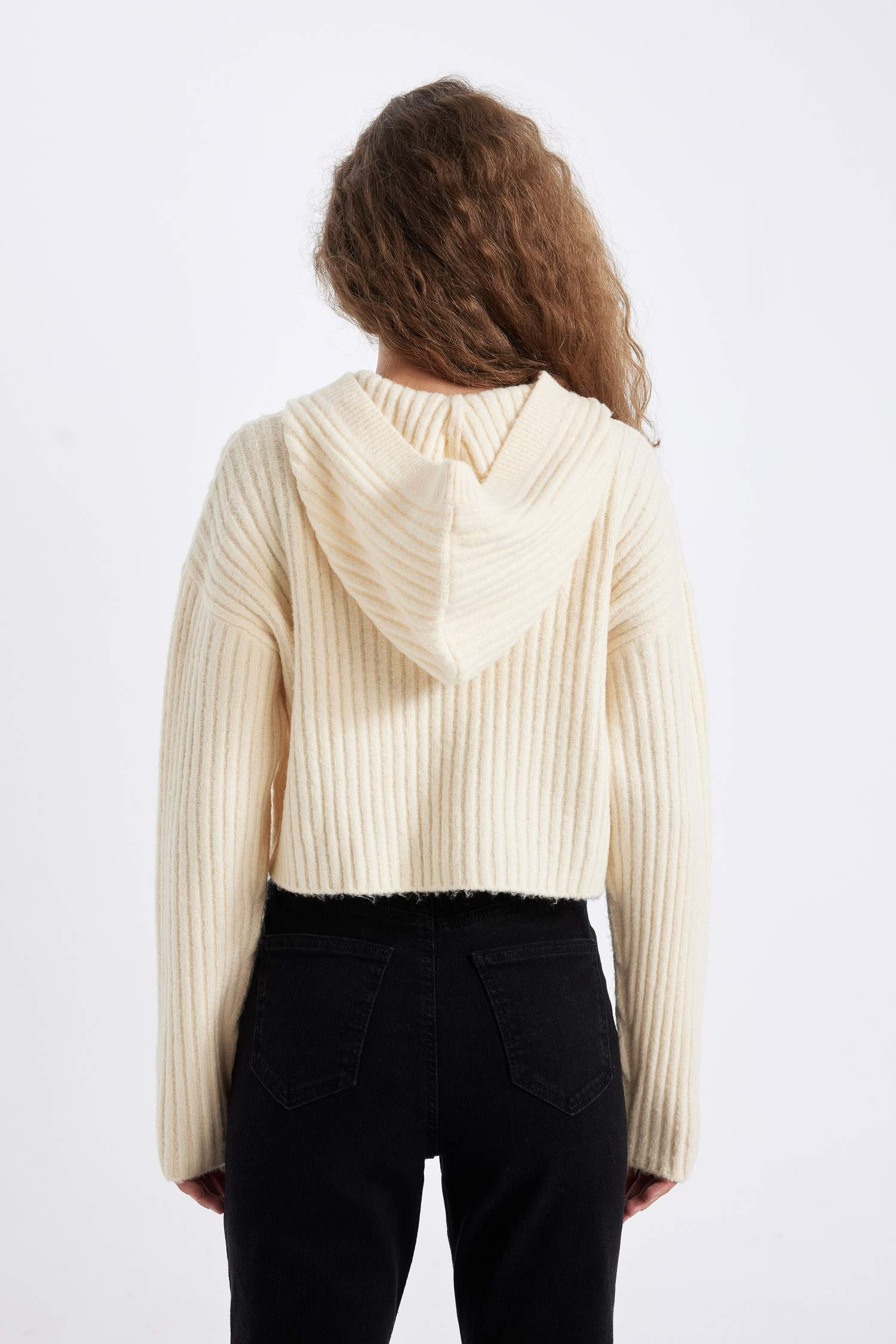 Regular Fit Kapüşonlu Fermuarlı Triko Hırka