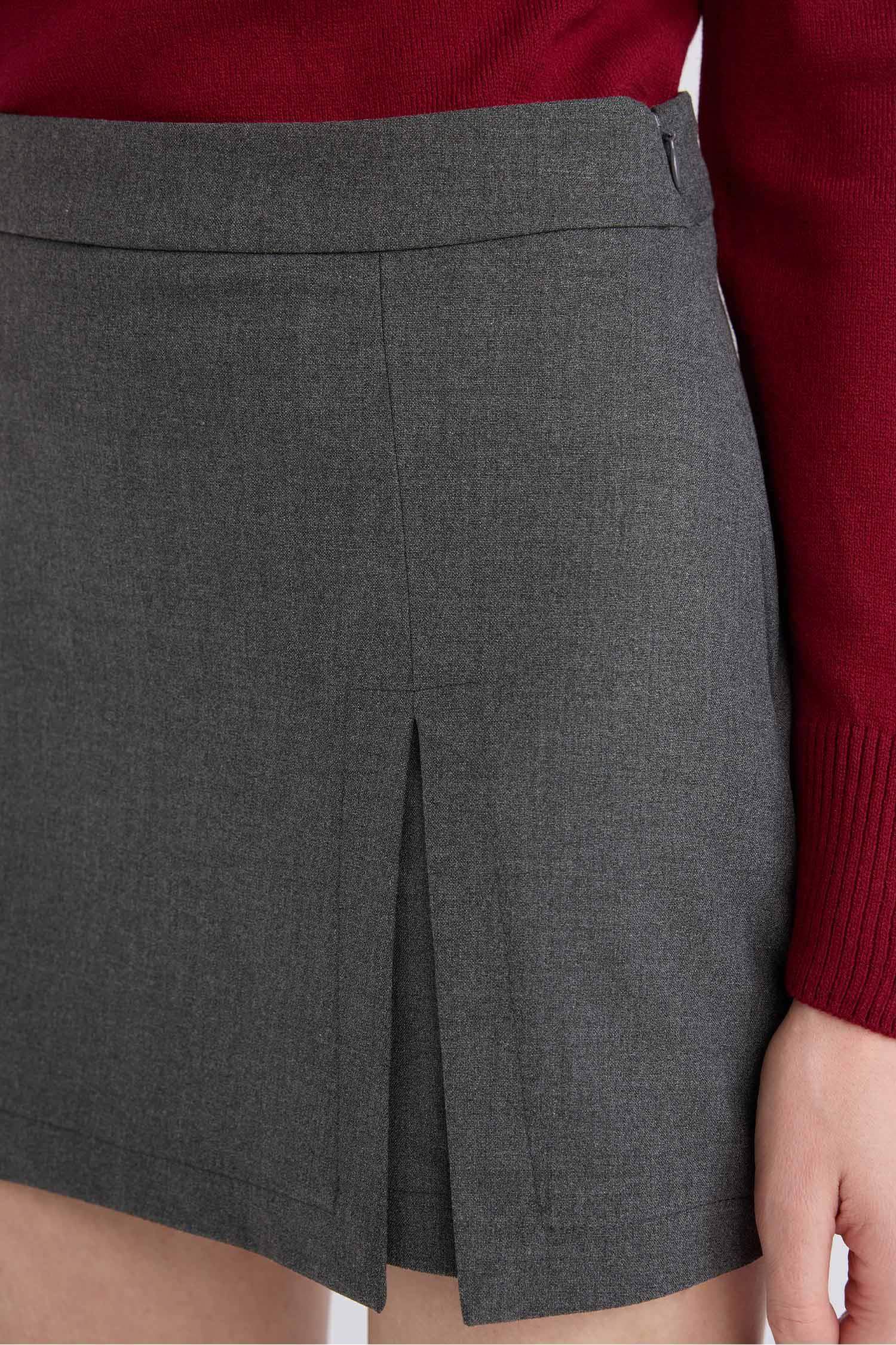 Yüksek Bel Pileli Casual Klasik Şort Etek