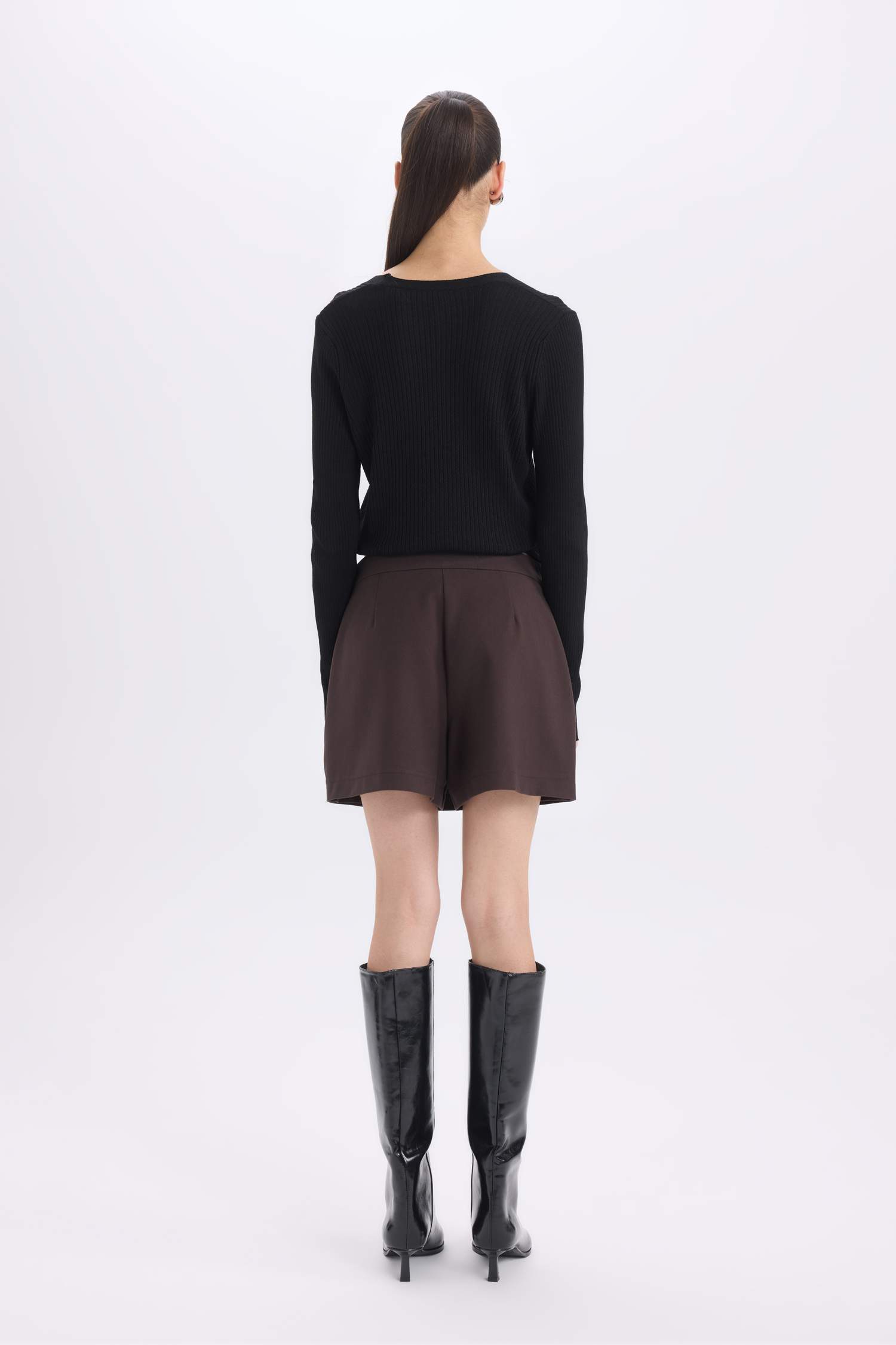 Yüksek Bel Pileli Casual Klasik Şort Etek