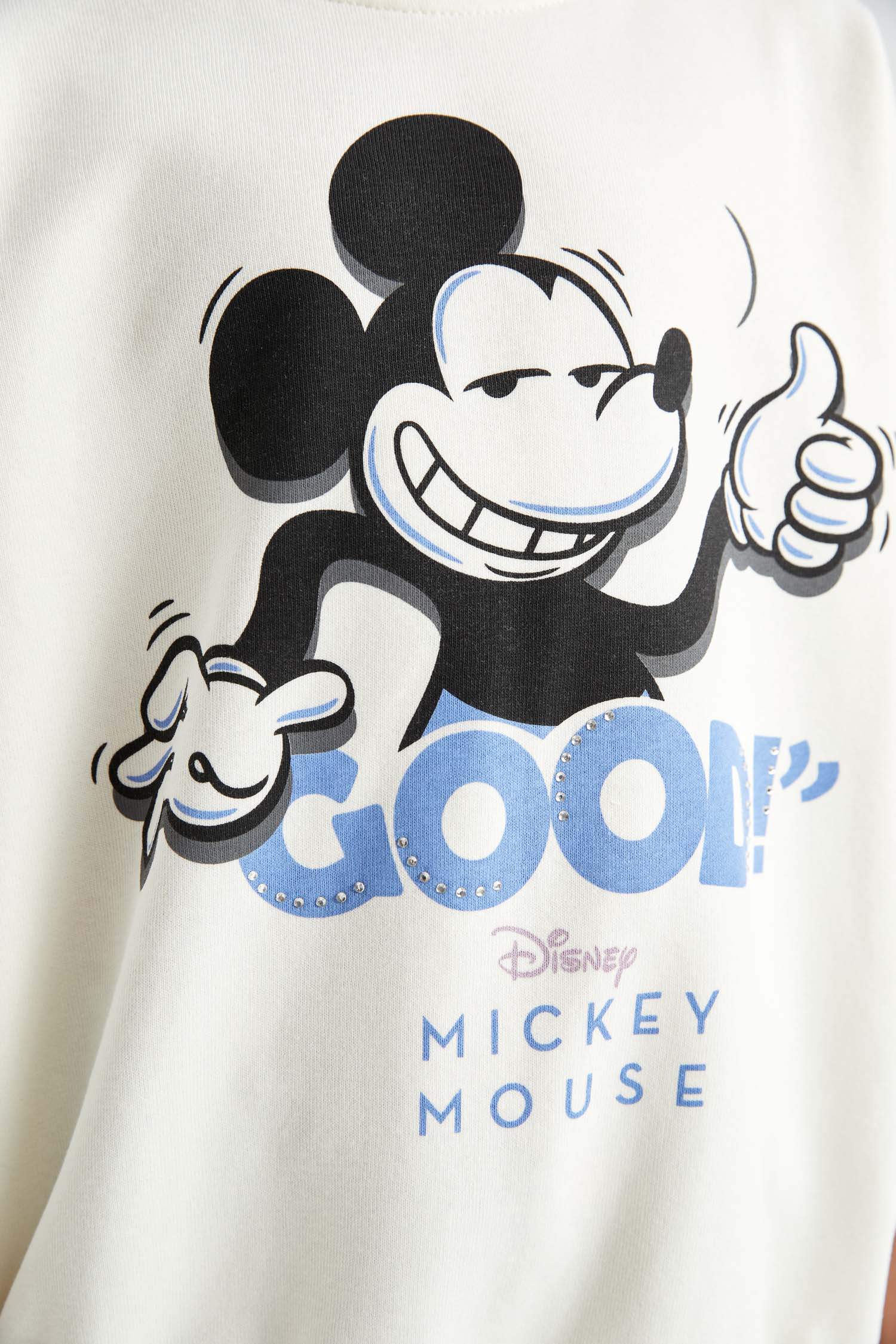 Kız Çocuk Disney Mickey & Minnie Oversize Geniş Kalıp Bisiklet Yaka Sweatshirt