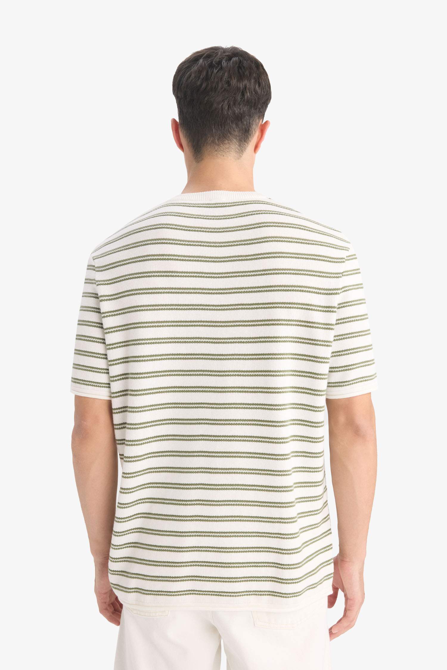Relax Fit Crew Neck Striped Cotton T-Shirt