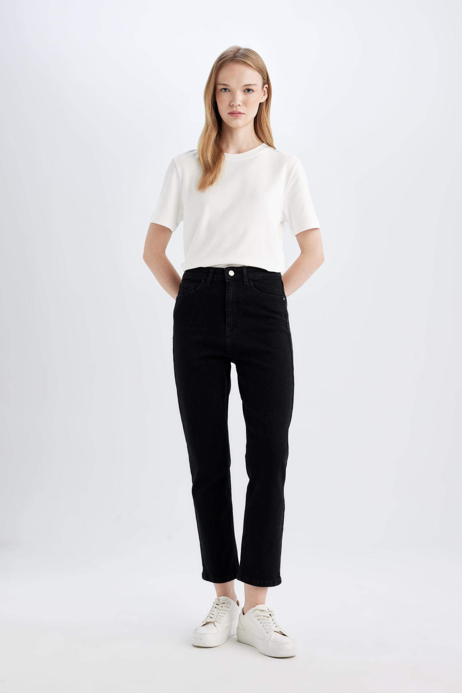 Mary Vintage Straight Fit Yüksek Bel Paça Ucu Kesik Bilek Boy Jean Pantolon