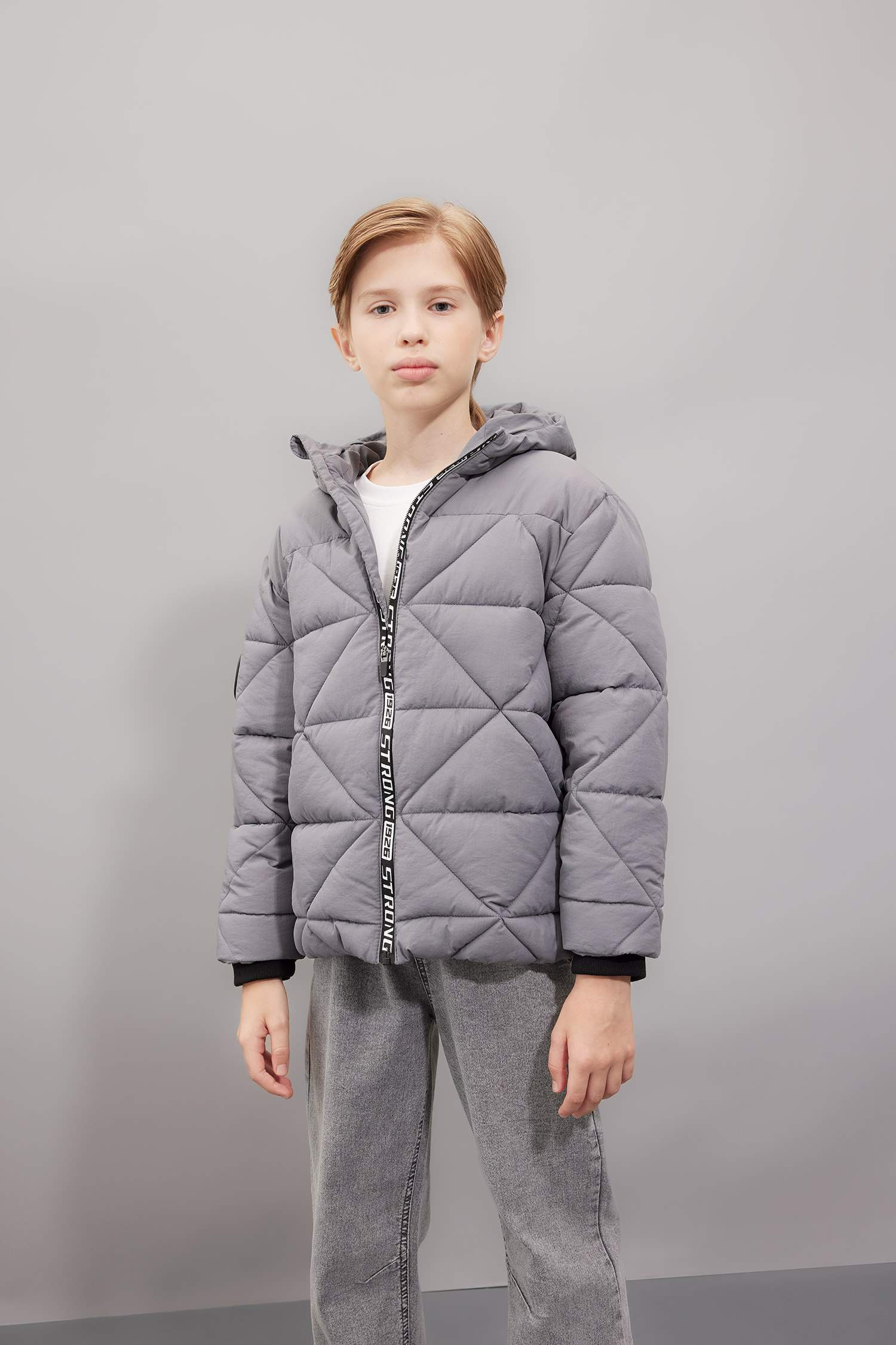 Boy Waterproof Hooded Zippered Puffer Jacket