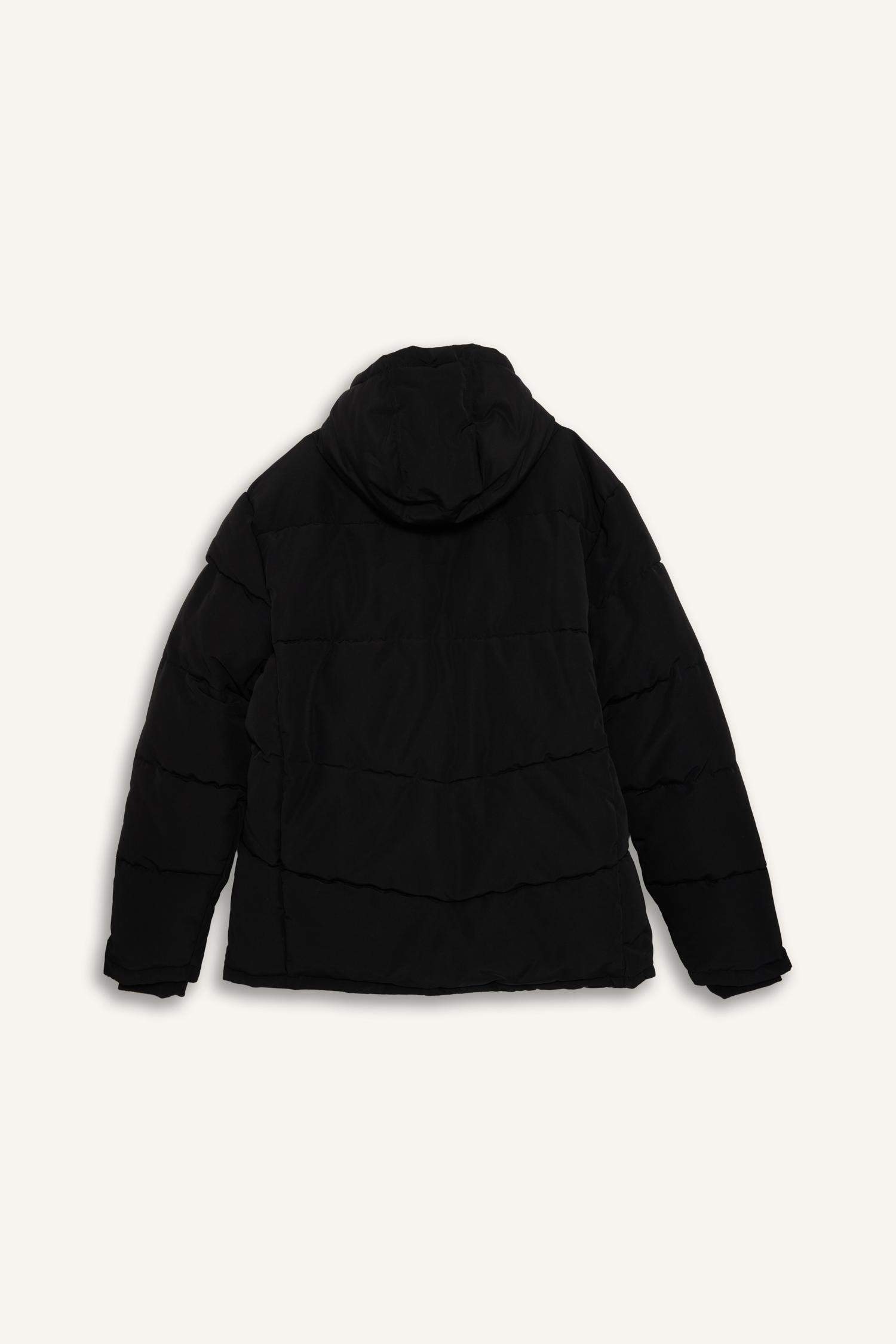 Black MAN Zipper Puffer Jacket 3126127 | DeFacto