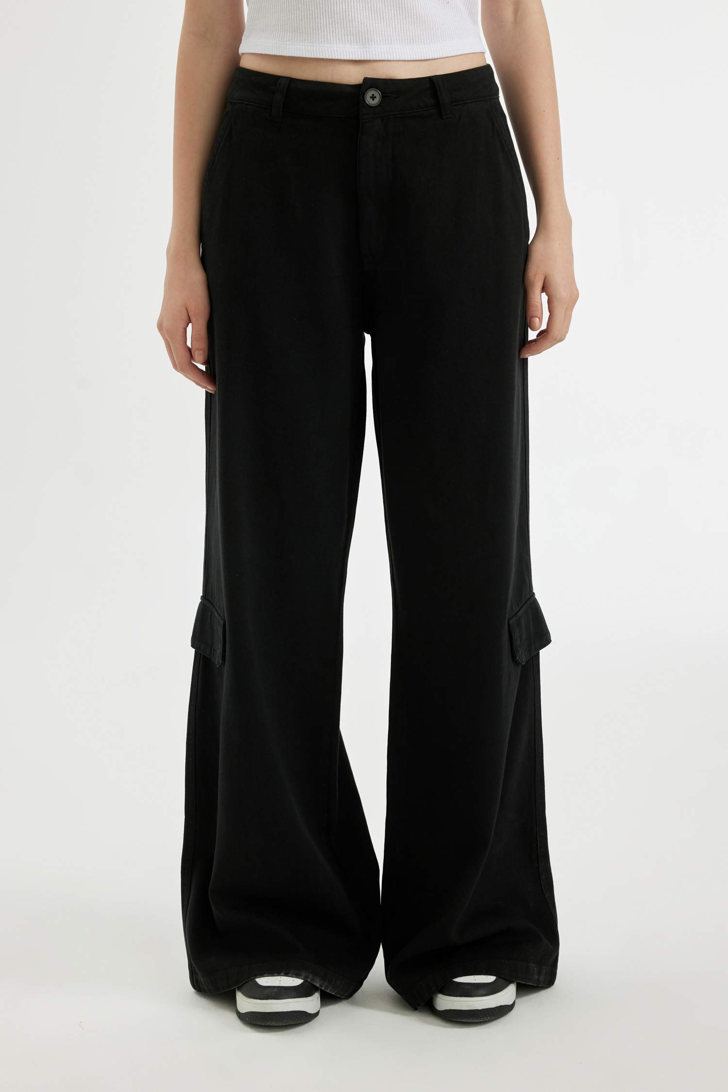 Wide Leg Gabardine Trousers