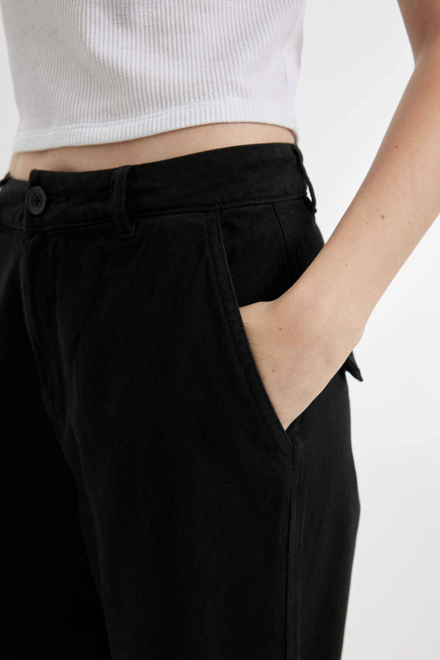 Wide Leg Gabardine Trousers