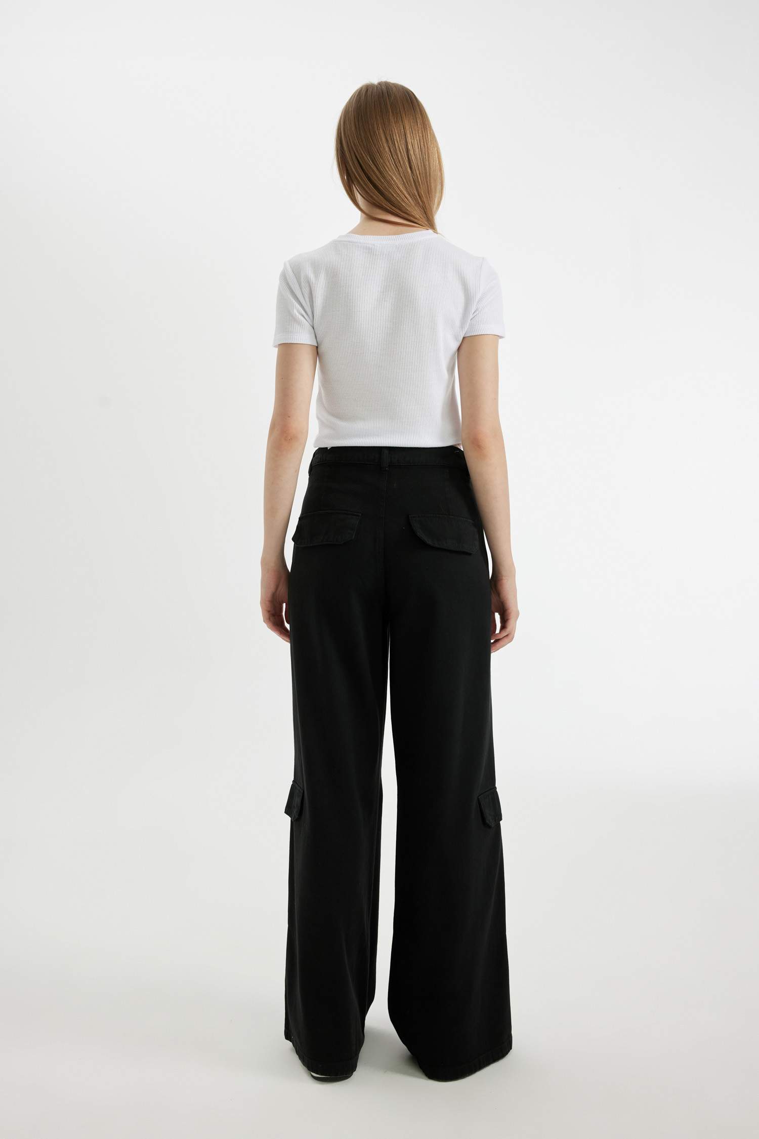 Wide Leg Gabardine Trousers