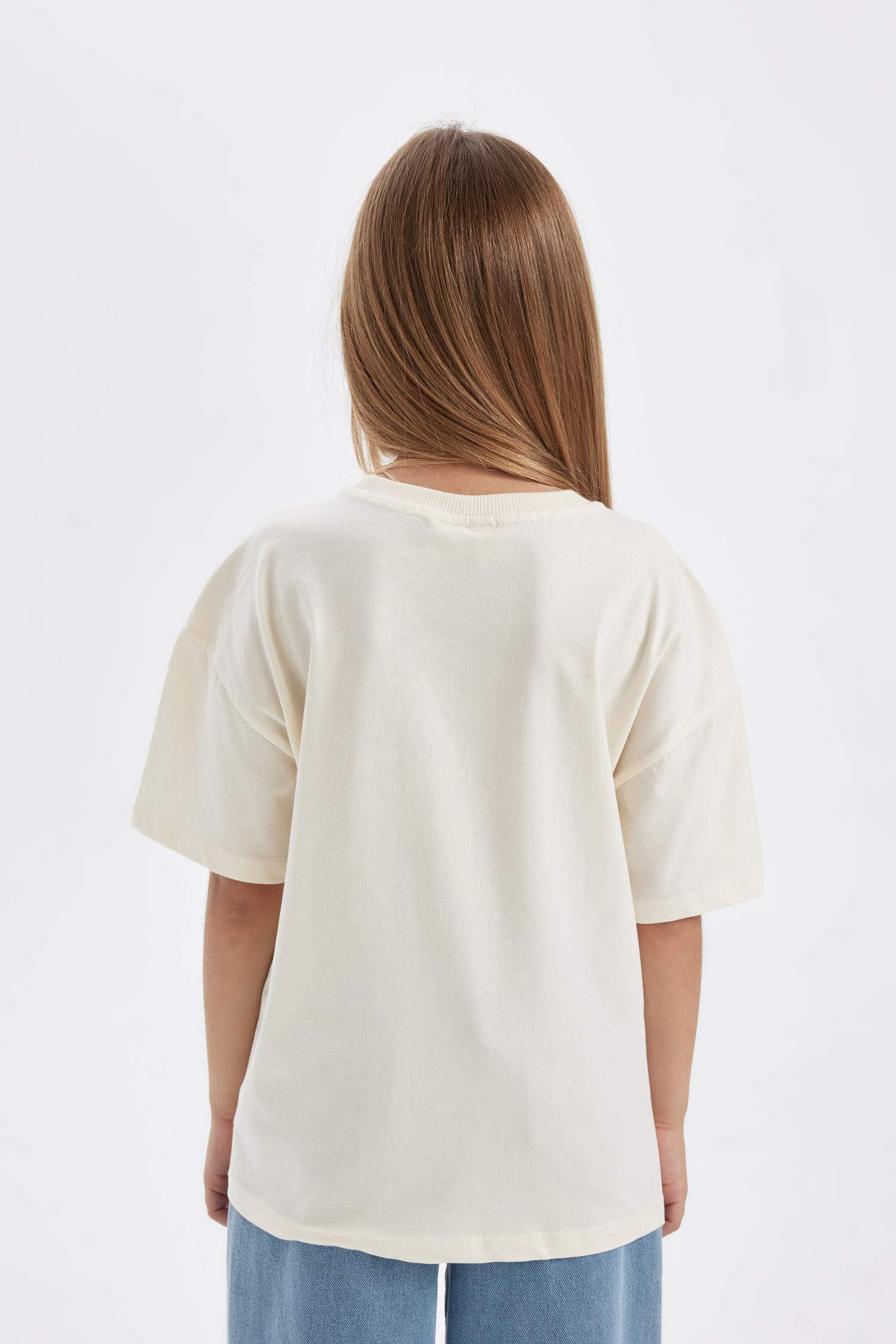 Kız Çocuk Disney Mickey & Minnie Oversize Geniş Kalıp Bisiklet Yaka Kısa Kollu Tişört