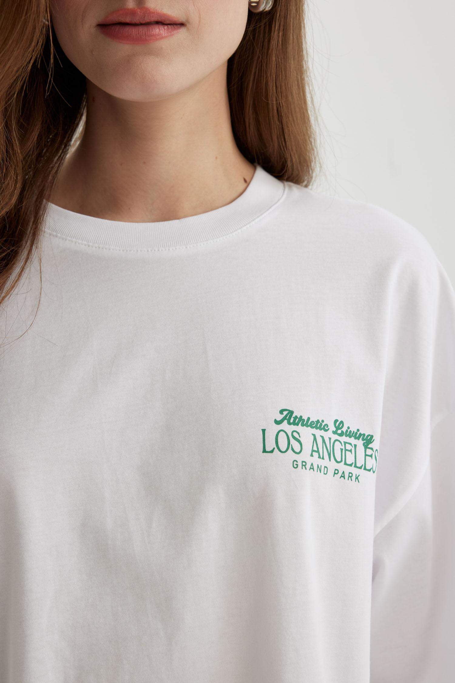 Oversize Fit Crew Neck Slogan Short Sleeve T-Shirt