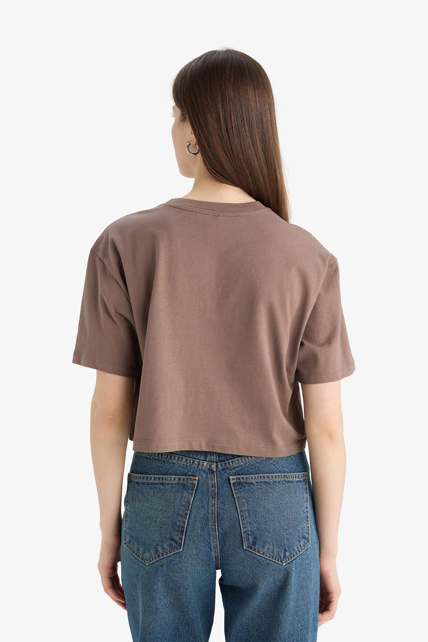 Boxy Fit Crew Neck Basic Cotton Short Sleeve T-Shirt