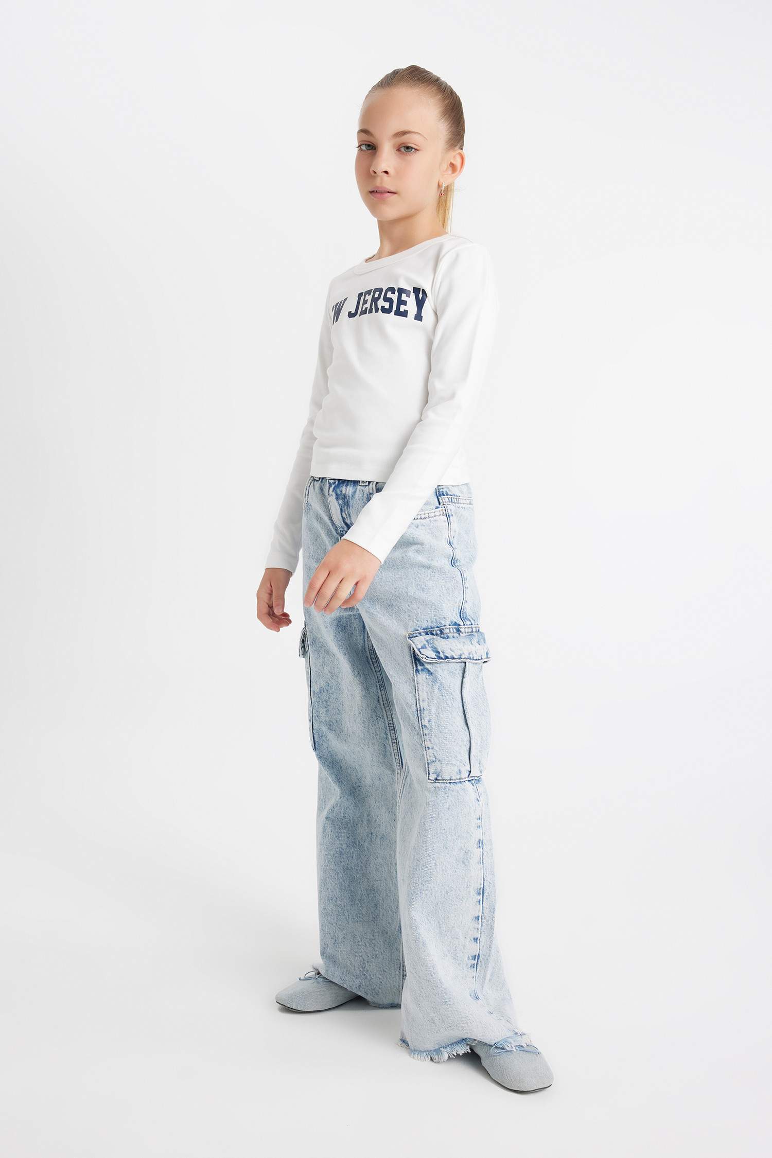 Girl Crew Neck Printed Corduroy School T-Shirt