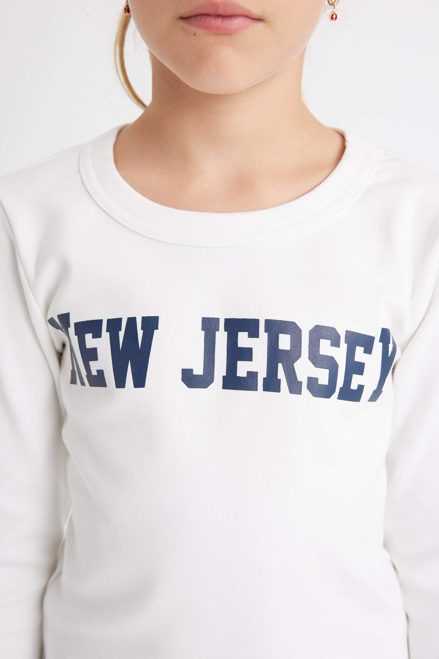 Girl Crew Neck Printed Corduroy School T-Shirt