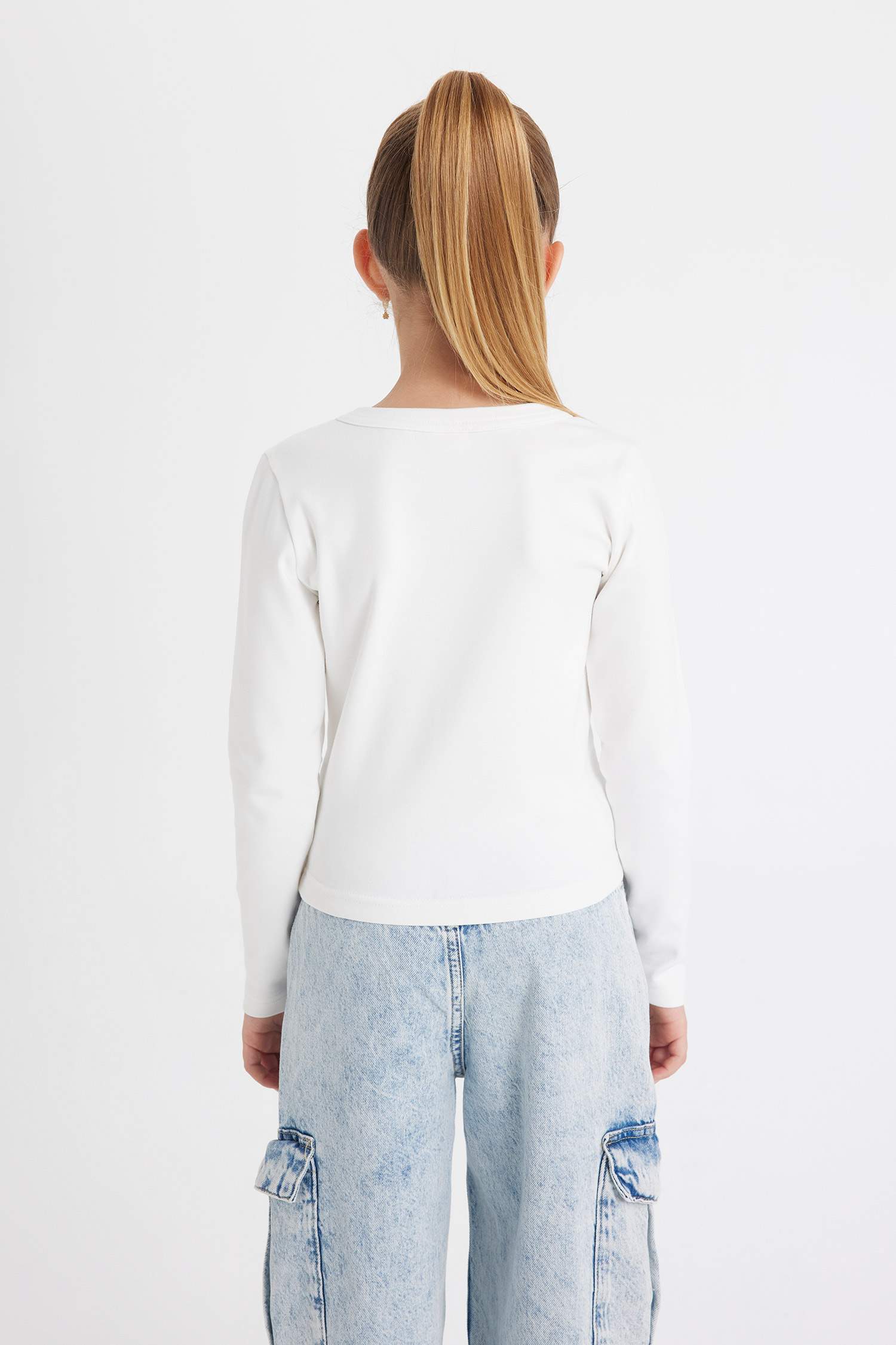 Girl Crew Neck Printed Corduroy School T-Shirt