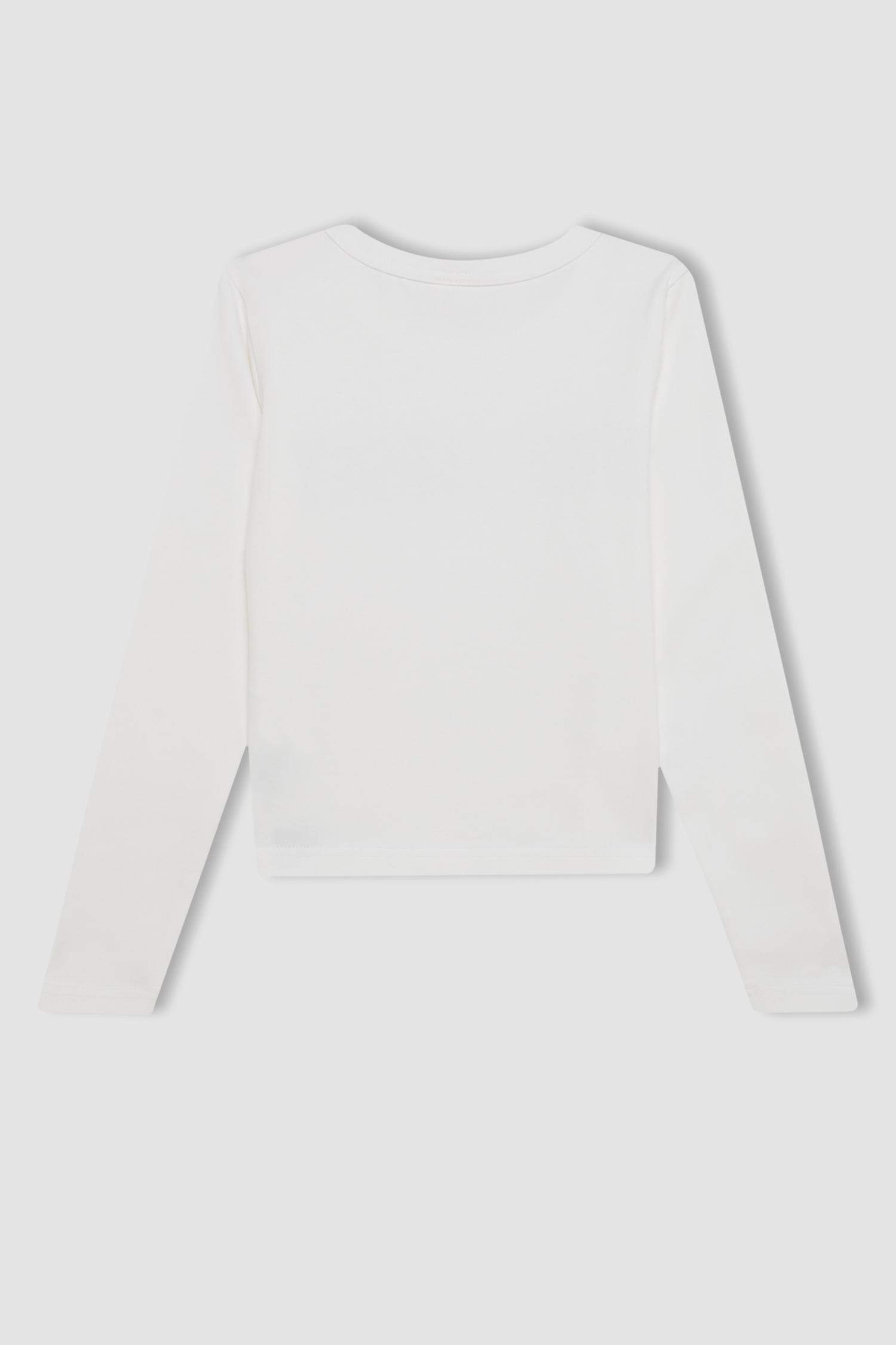 Girl Crew Neck Printed Corduroy School T-Shirt