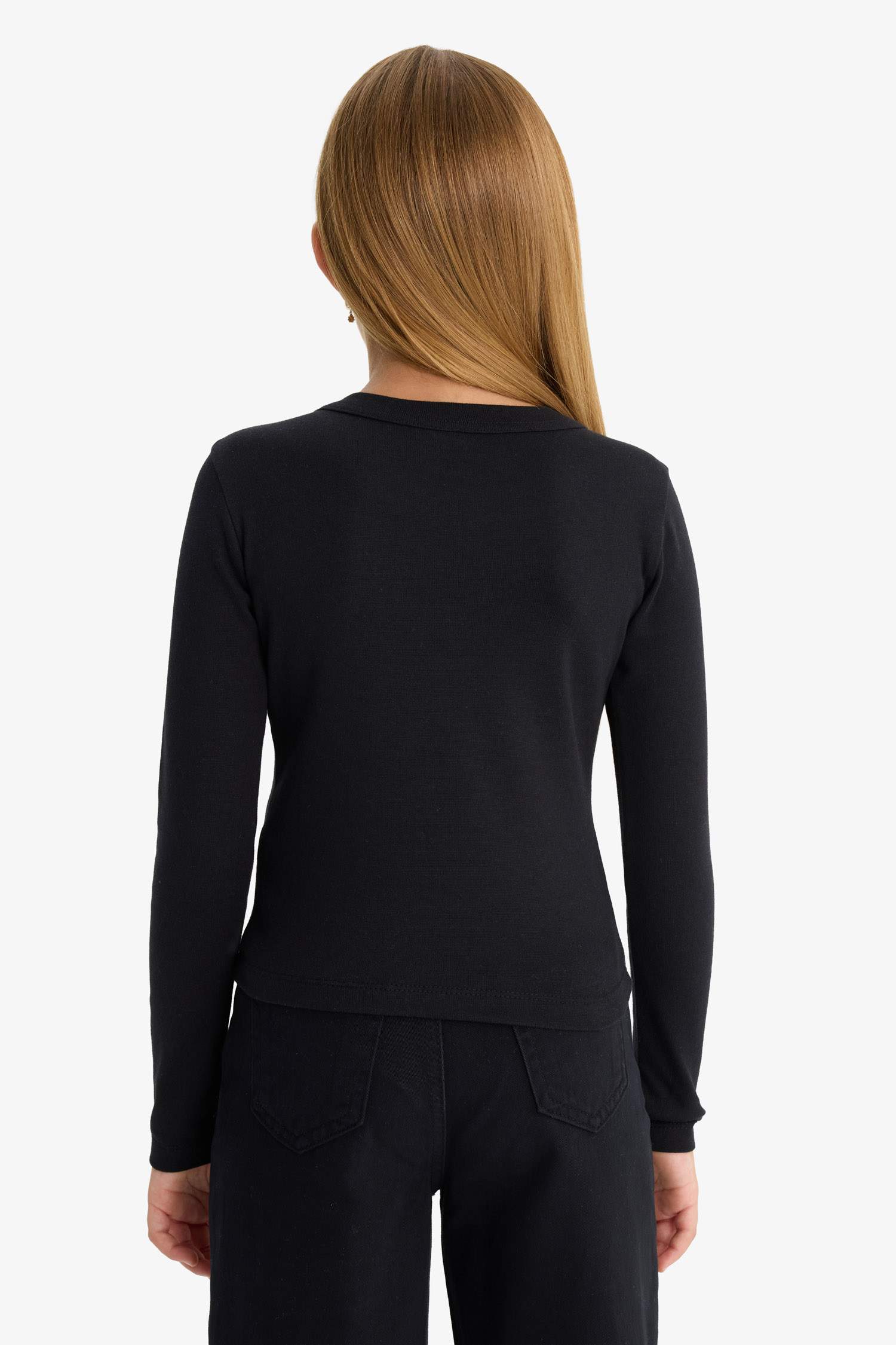 تيشيرت بناتي ردن طويل مضلع بطبعة شعار سليم فيت بياخة مستديرة