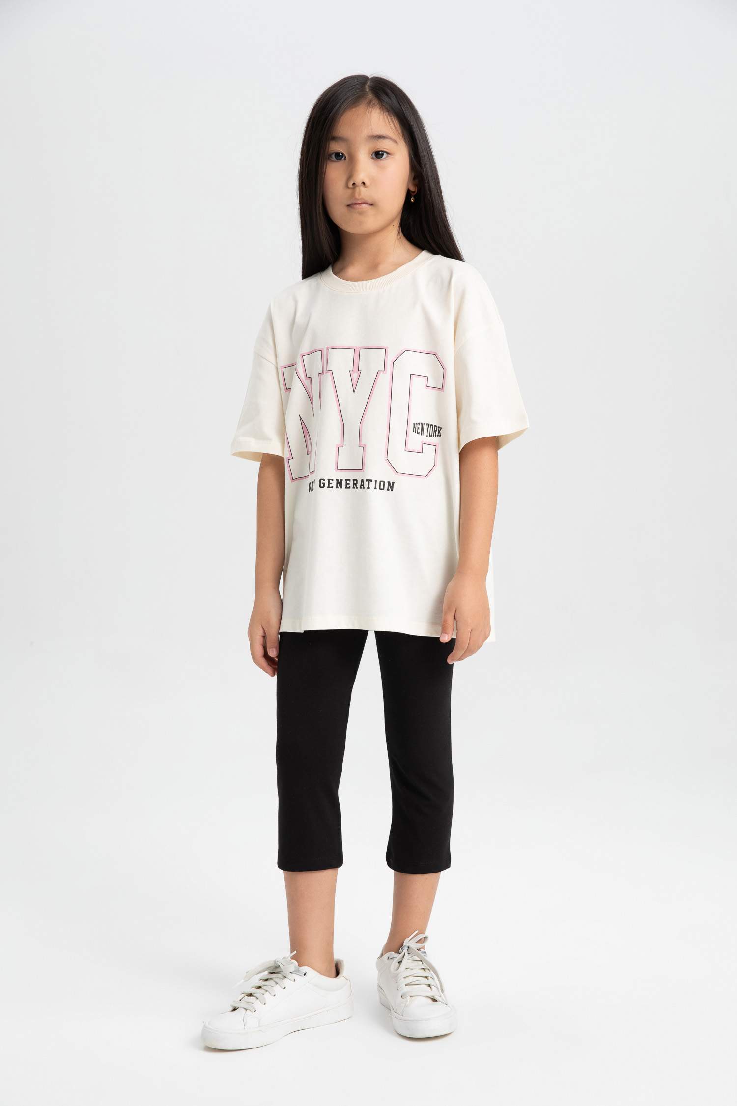 Girl Printed Short Sleeve T-Shirt Leggings 2 Piece Set