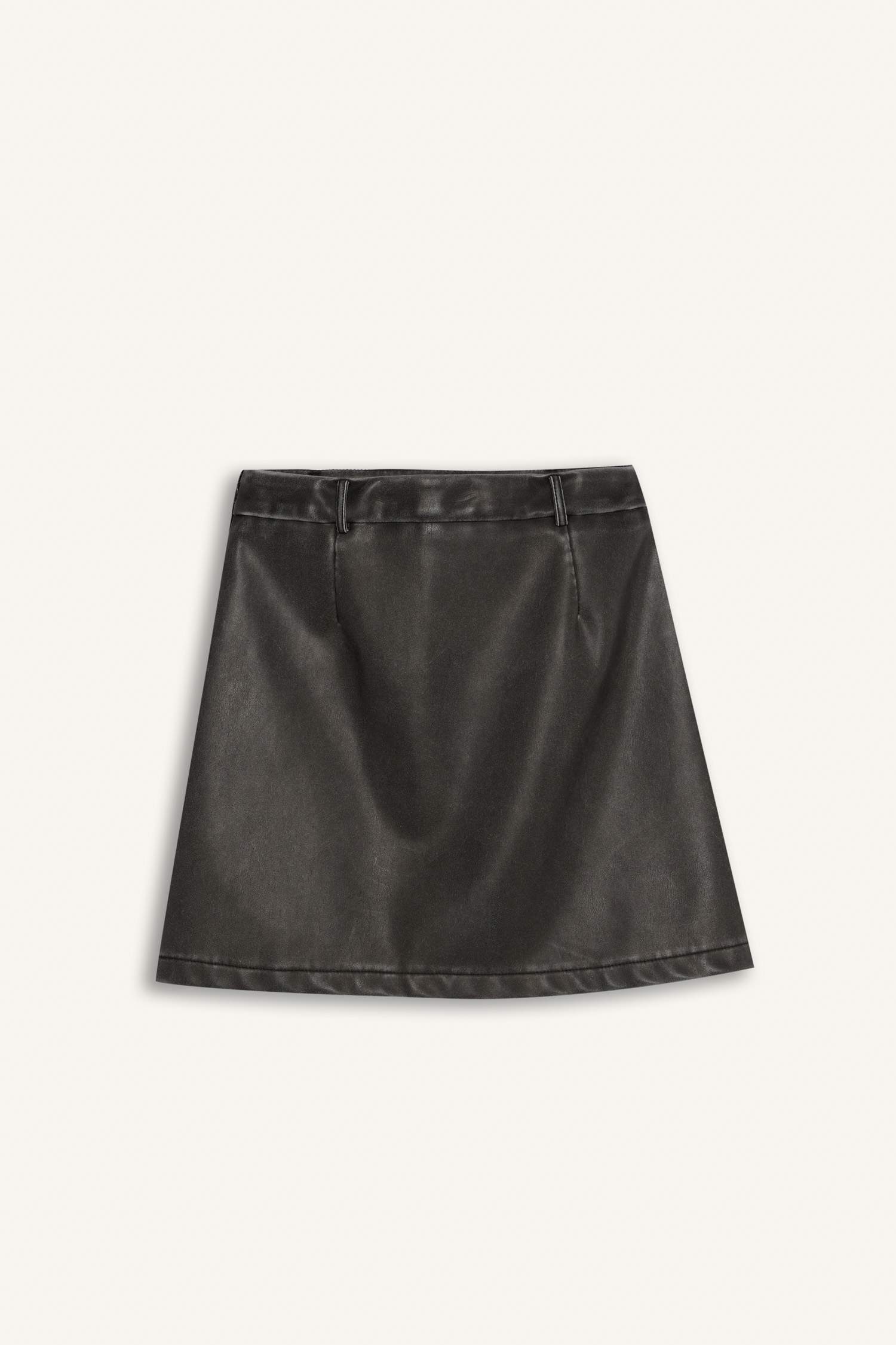 Coool A Cut Faux Leather Mini Knitted Skirt