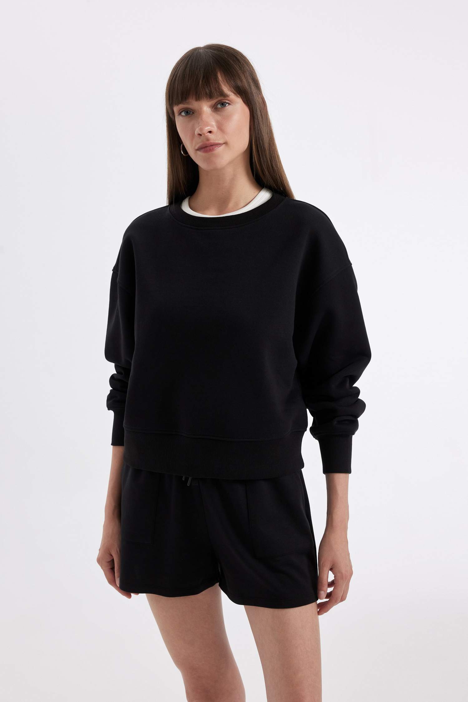 бокси фит негізгі дөңгелек жаға Свитер