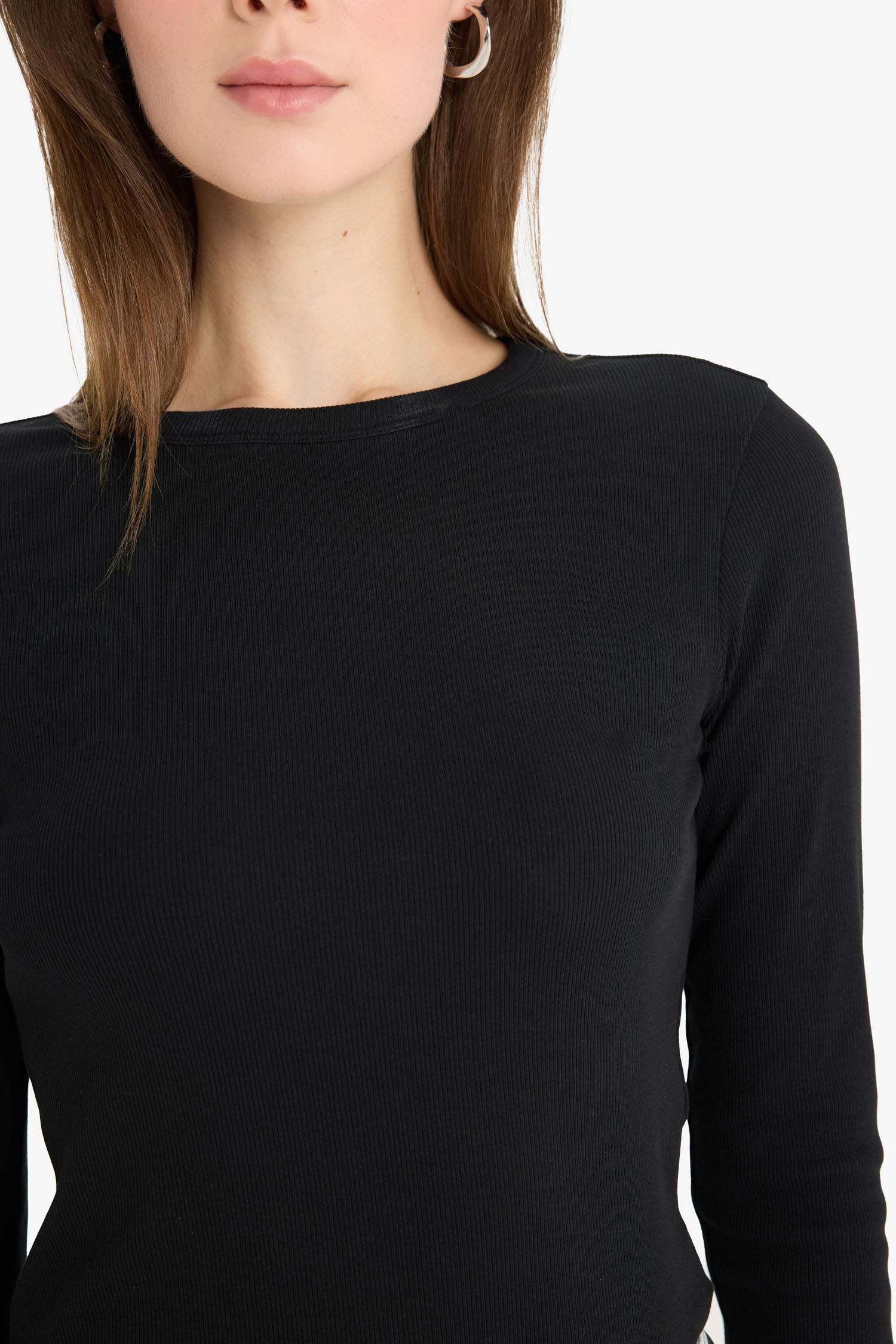 Slim Fit Crew Neck Basic Ribbed T-Shirt