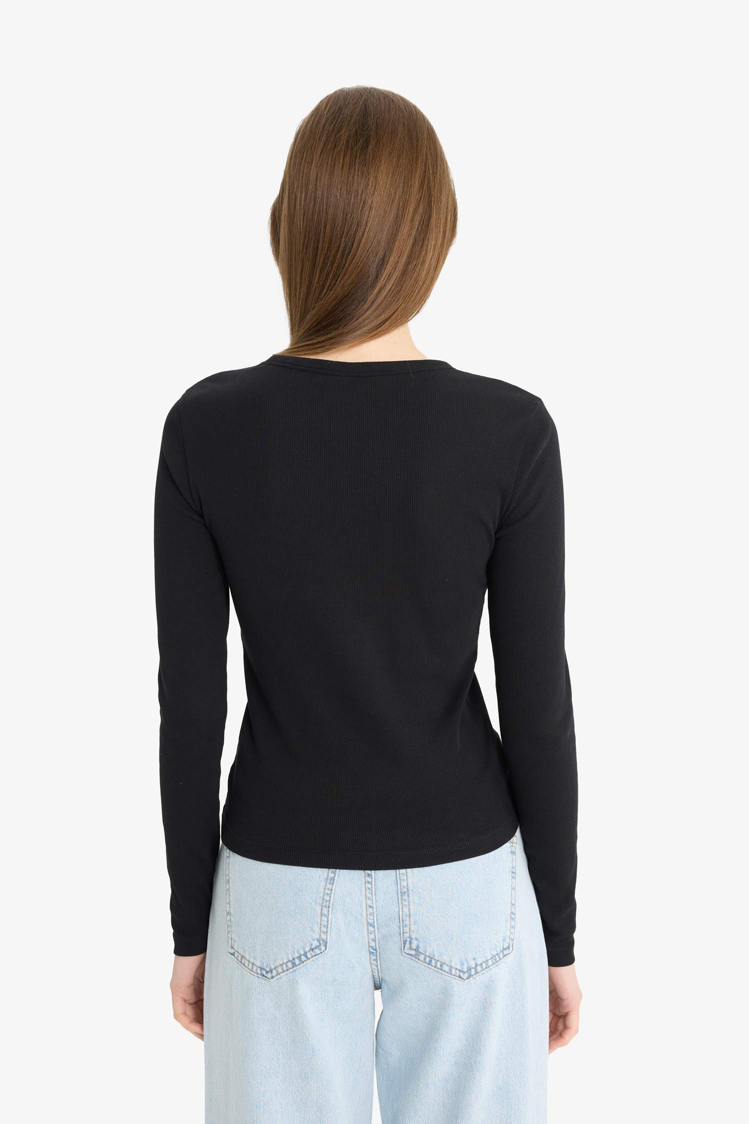 Slim Fit Crew Neck Basic Ribbed T-Shirt