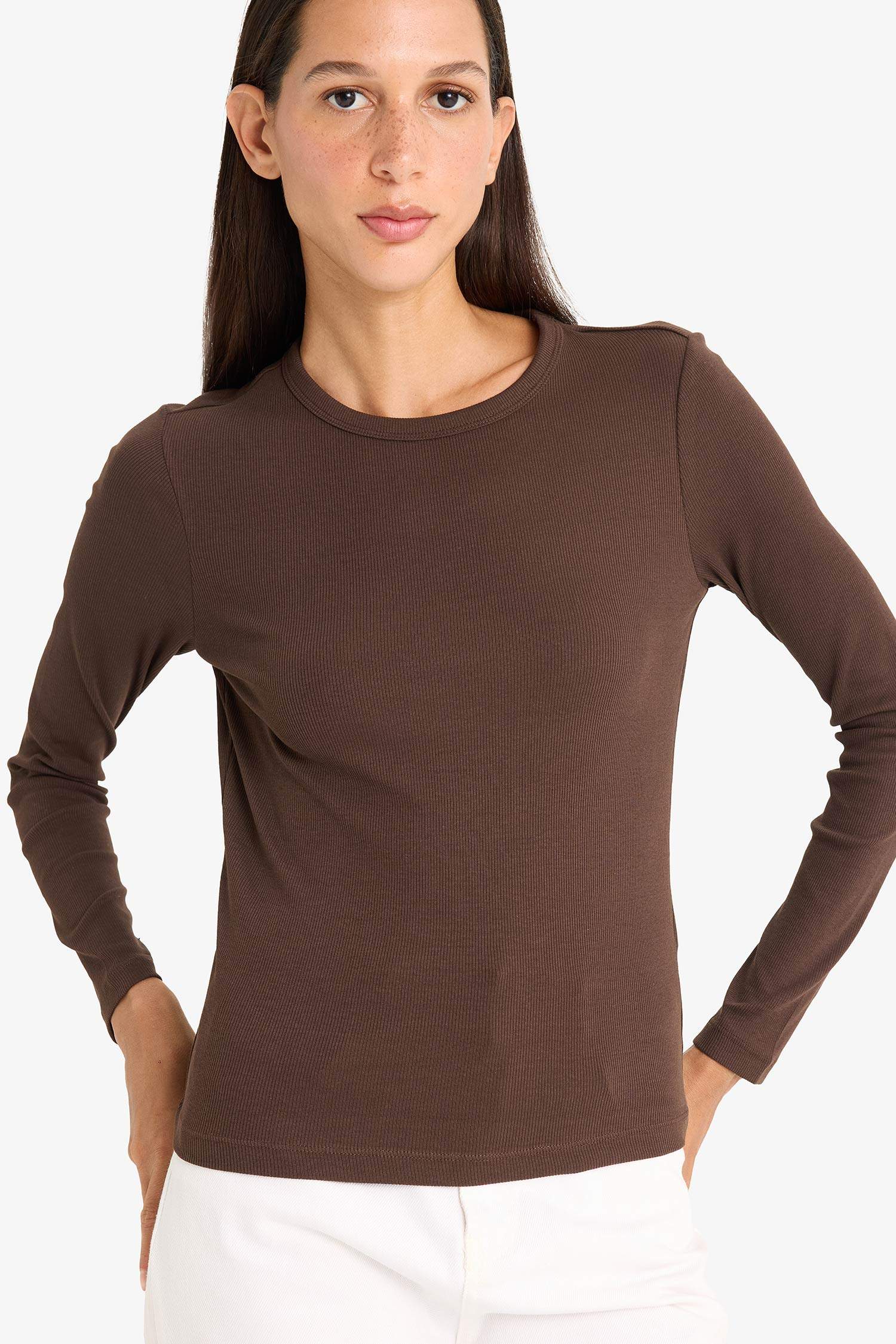 Slim Fit Crew Neck Basic Ribbed Camisole T-Shirt