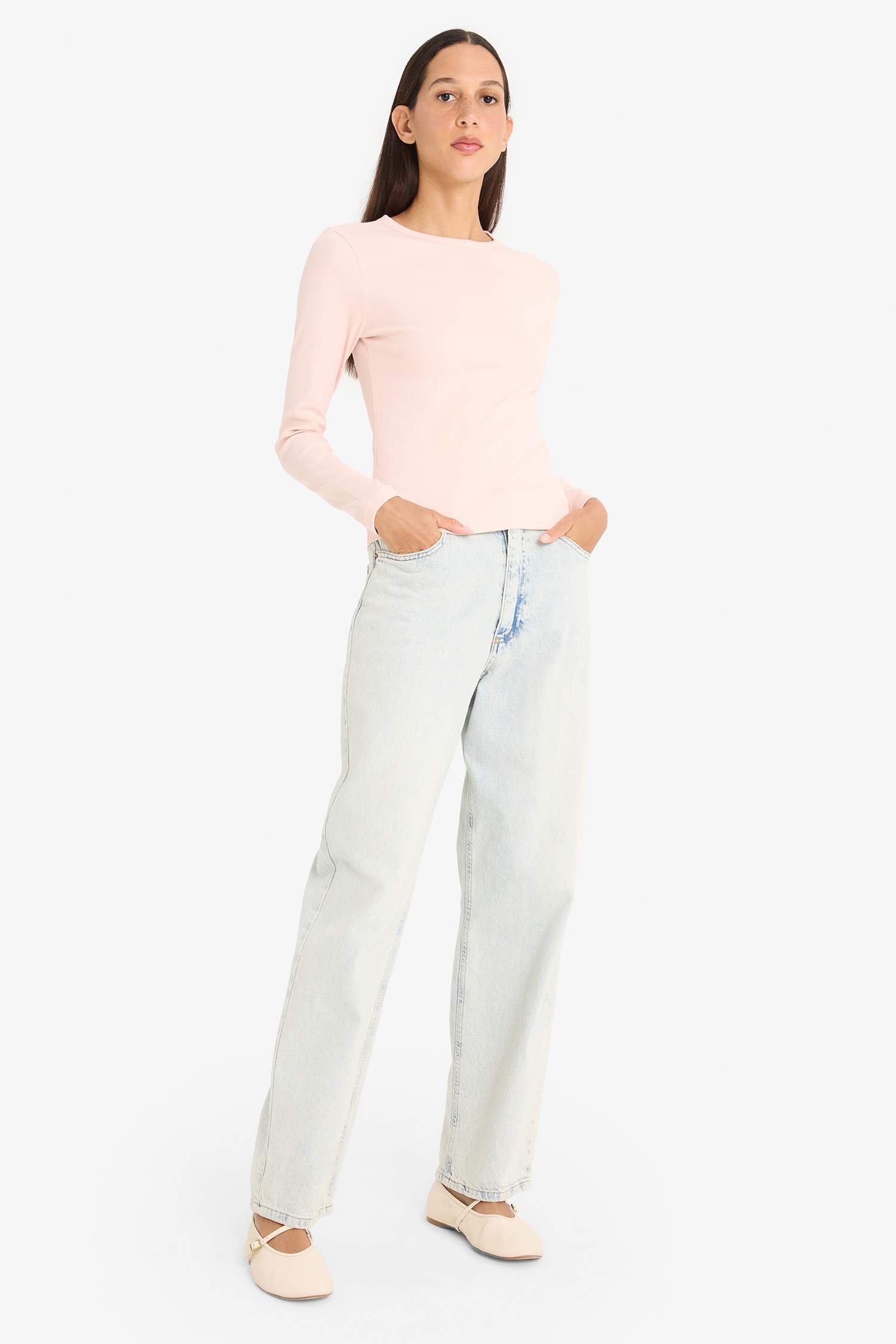 Slim Fit Crew Neck Basic Ribbed Camisole T-Shirt