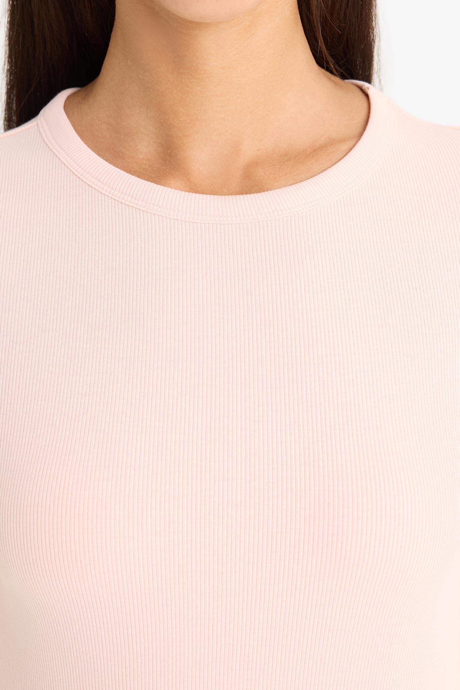 Slim Fit Crew Neck Basic Ribbed Camisole T-Shirt