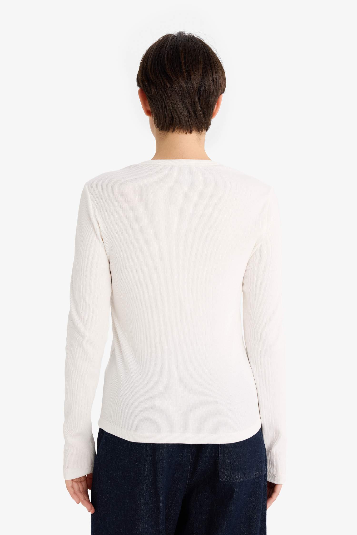 Базовый лонгслив кашкорсе Slim Fit с круглым вырезом