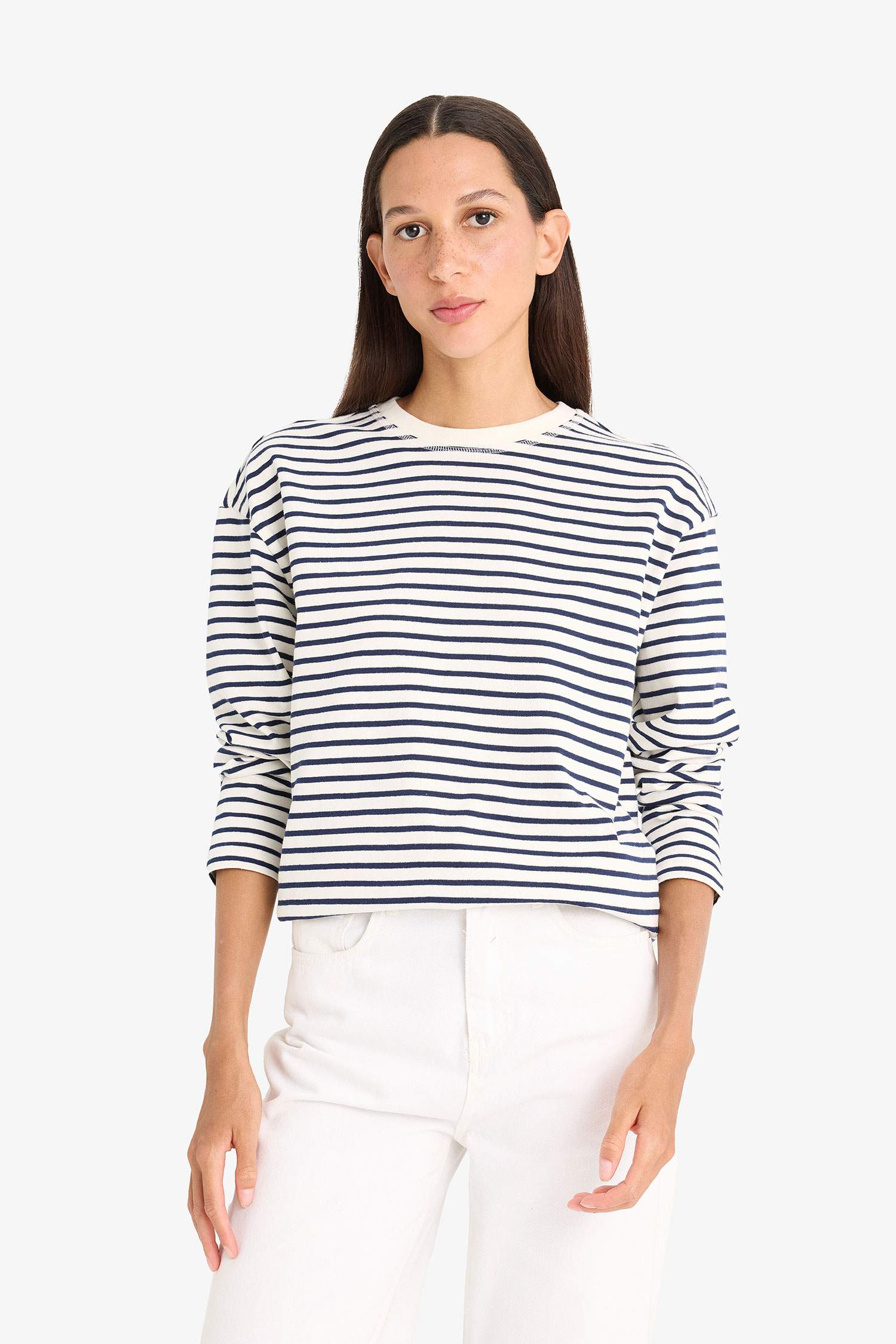 дөңгелек жаға супрема мақтасы Ұзын жеңді футболка