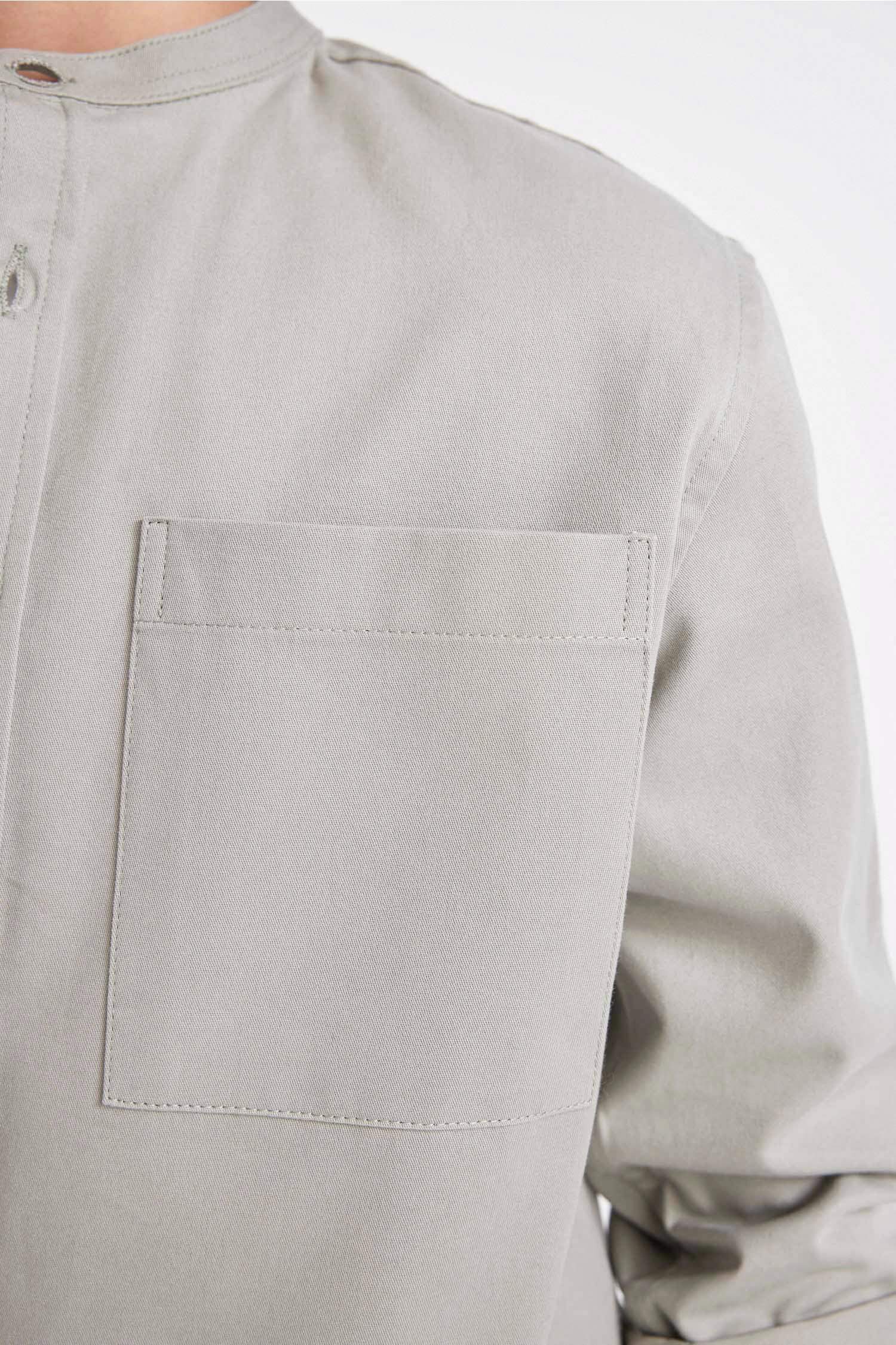 Boy Oversize Fit Stand Collar Twill Shirt