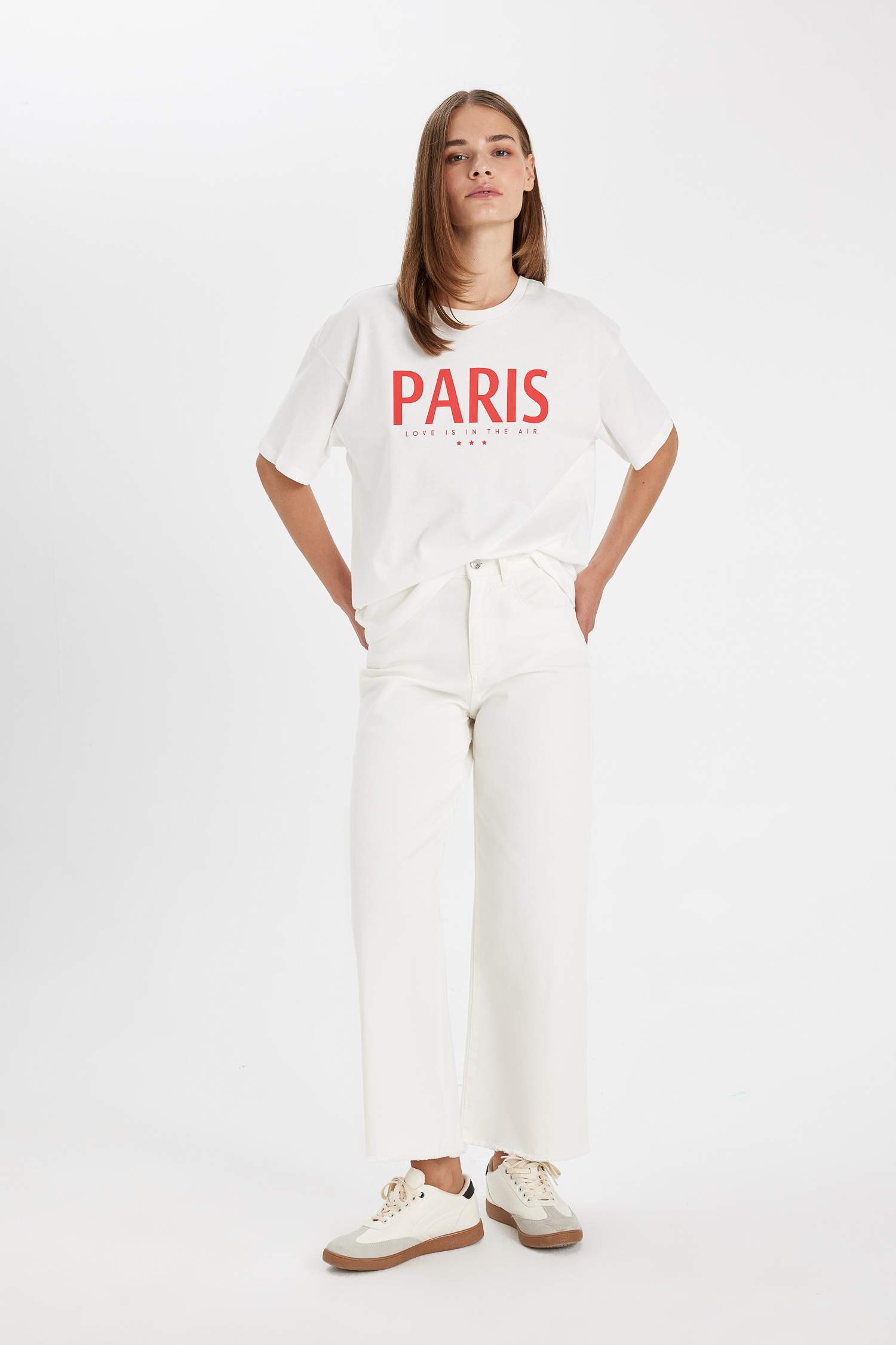 Culotte Fit Wide Leg Gabardine Trousers