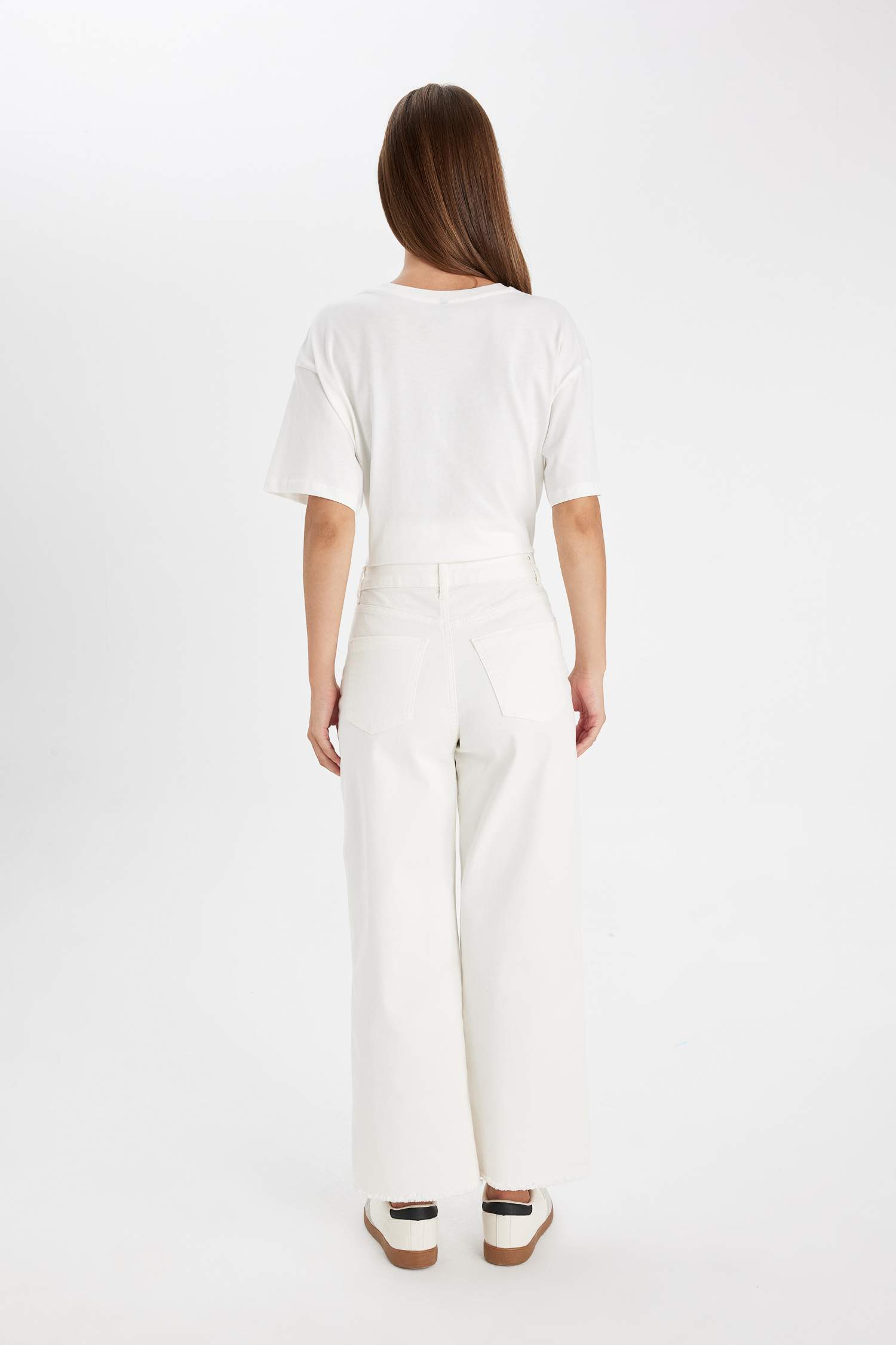 Culotte Fit Wide Leg Gabardine Trousers