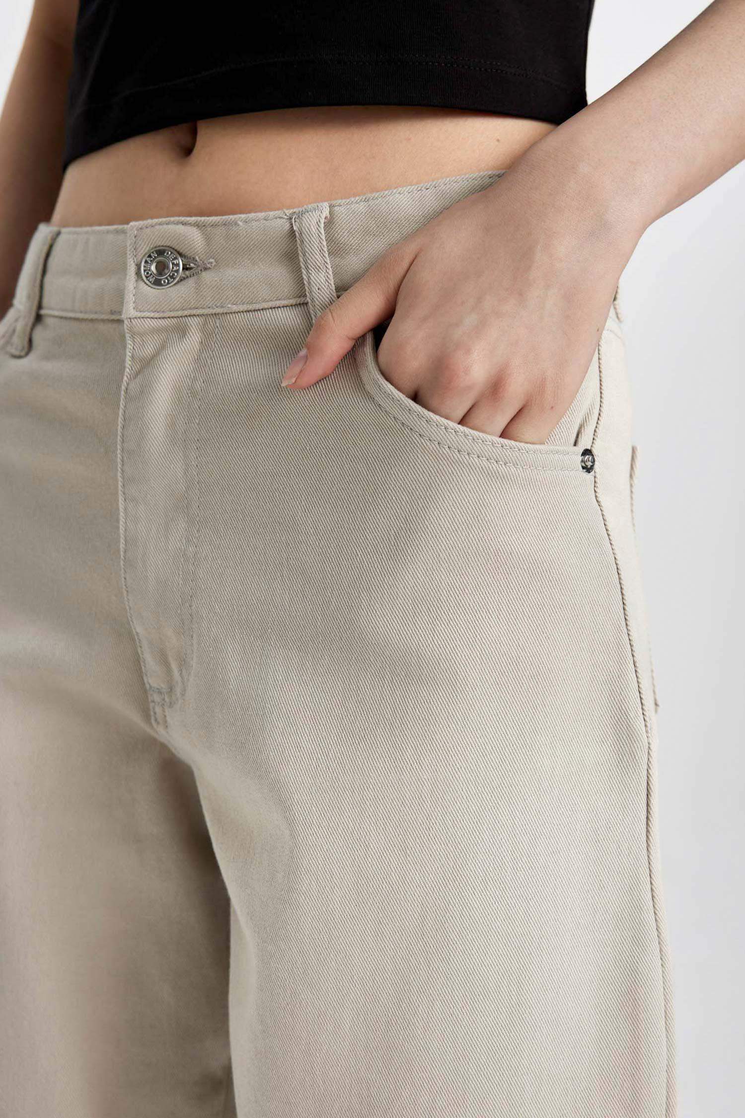 Culotte High Waist Wide Leg Gabardine Trousers