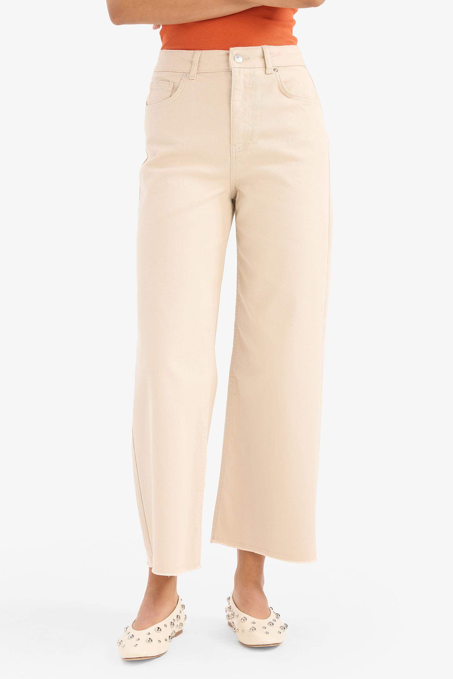Culotte Fit Wide Leg Gabardine Trousers