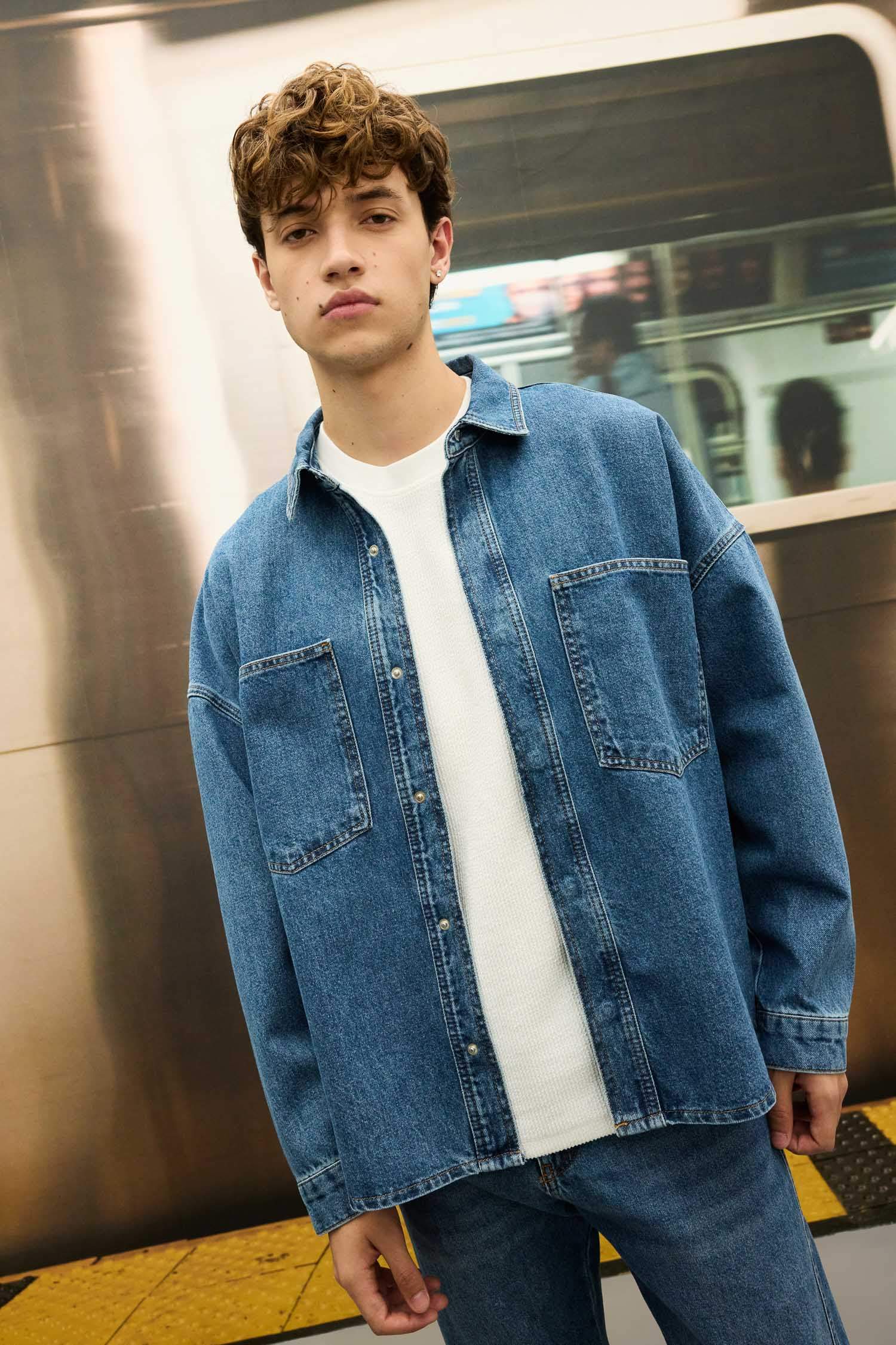 Oversize Fit Long Sleeve Denim Shirt