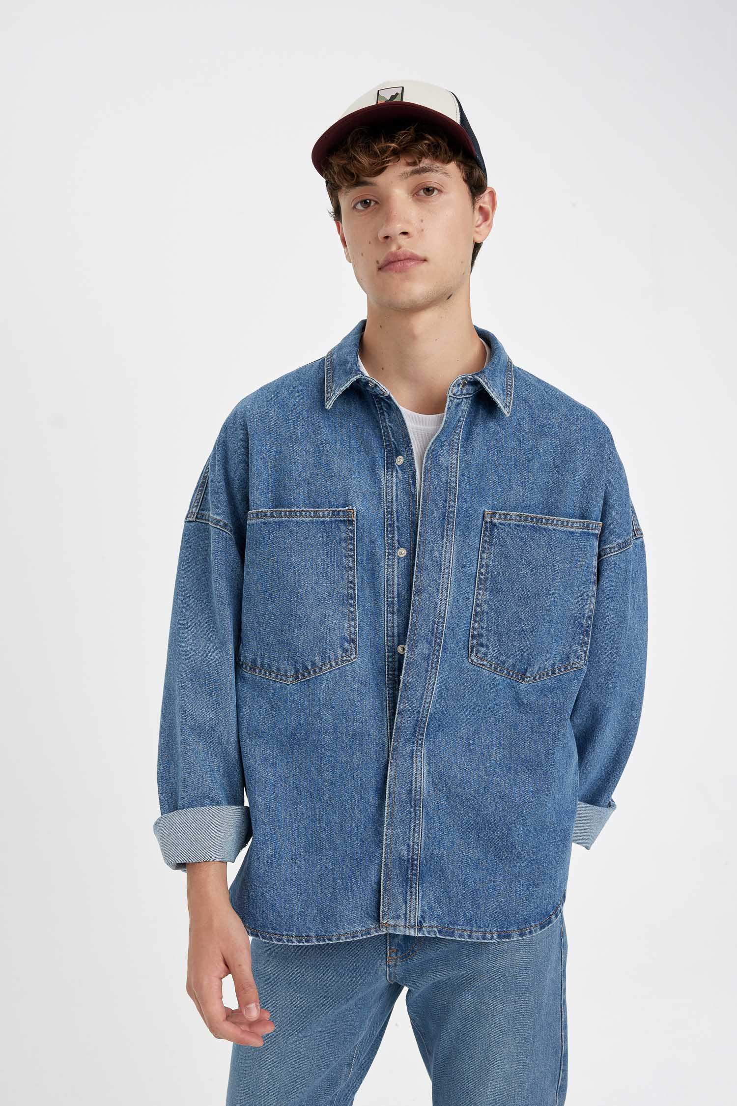 Oversize Fit Long Sleeve Denim Shirt