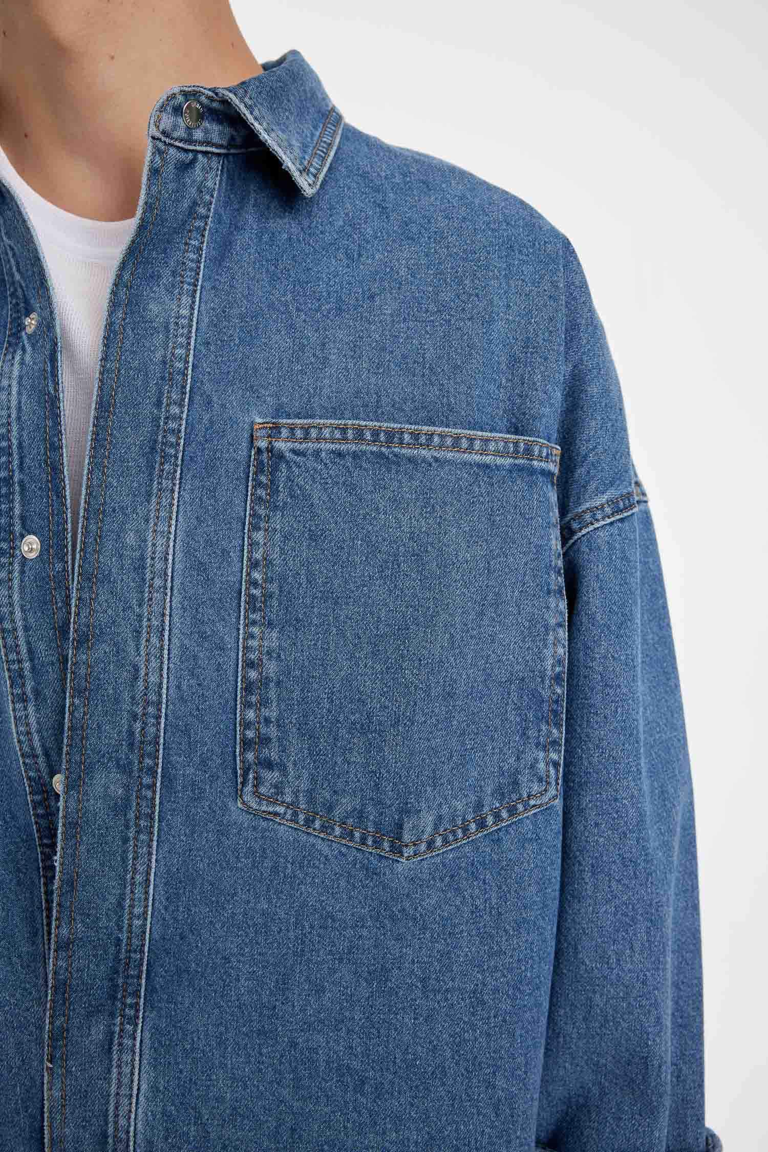 Oversize Fit Long Sleeve Denim Shirt