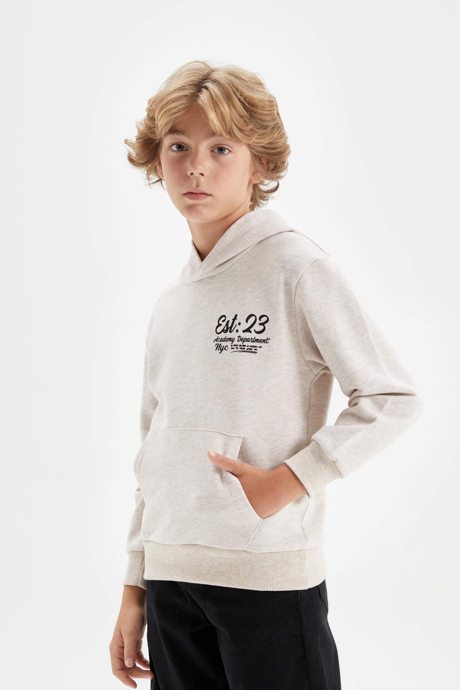 Свитшот с капюшоном с принтом для мальчиков, Школьная коллекция