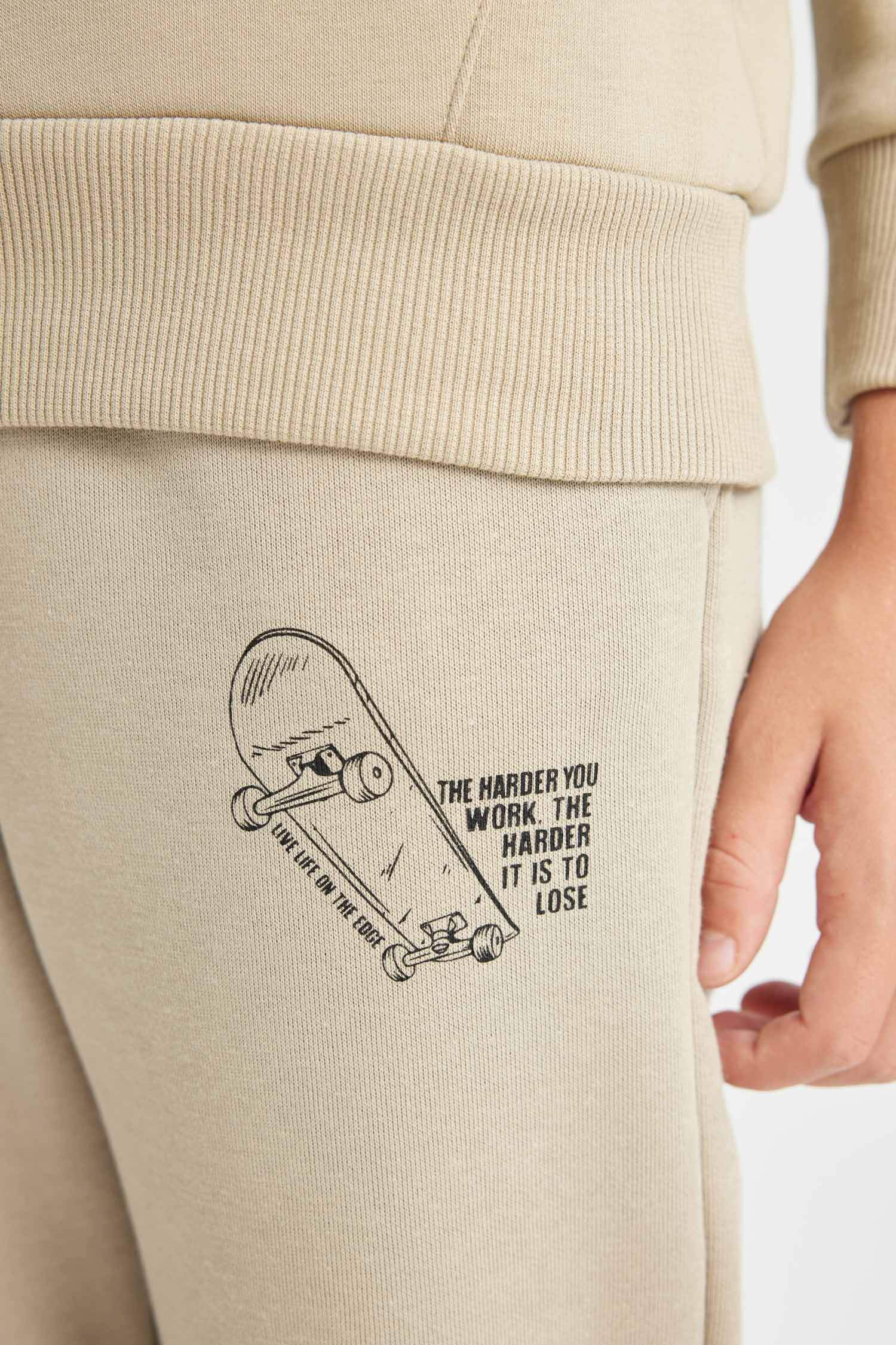 Erkek Çocuk Yazı Baskılı Cepli Kapüşonlu Okul Sweatshirt